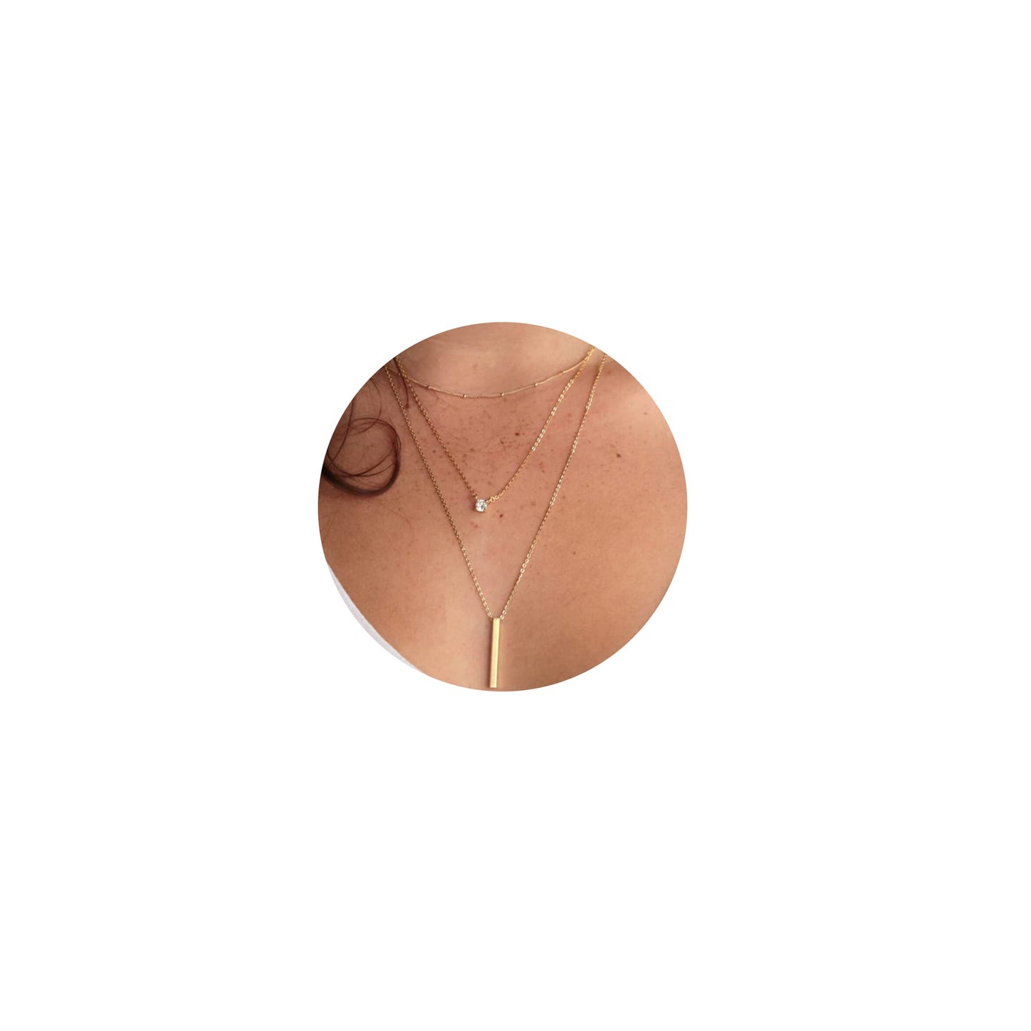 JSJOY Layered necklace Diamond Necklaces for Women Dainty Gold Necklace 14k Gold Plated Long Lariat Simple Gold CZ Diamond Choker for Women Trendy Gold Necklace Jewelry Gifts for Girls