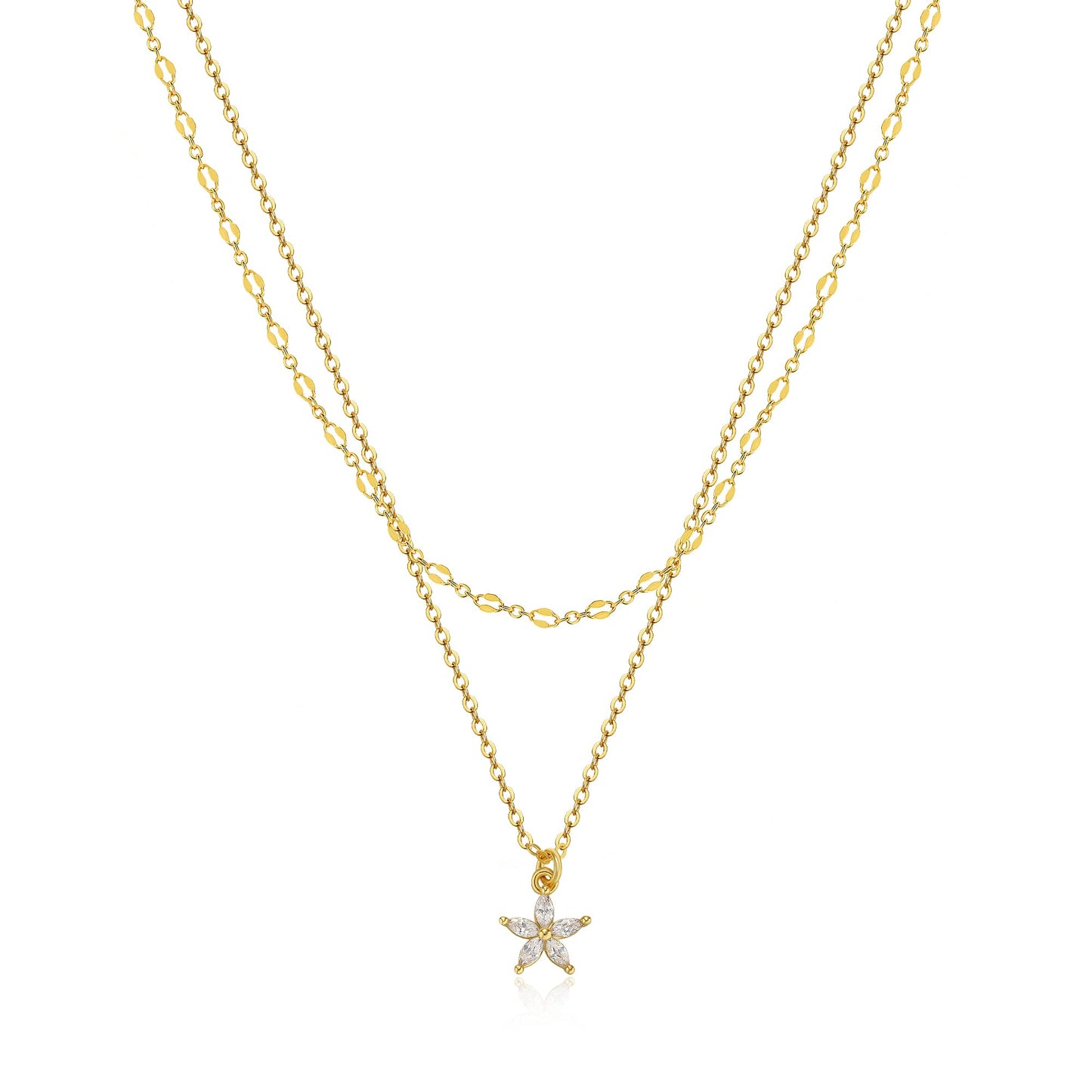 JSJOY Layered necklace Diamond Necklaces for Women Dainty Gold Necklace 14k Gold Plated Long Lariat Simple Gold CZ Diamond Choker for Women Trendy Gold Necklace Jewelry Gifts for Girls