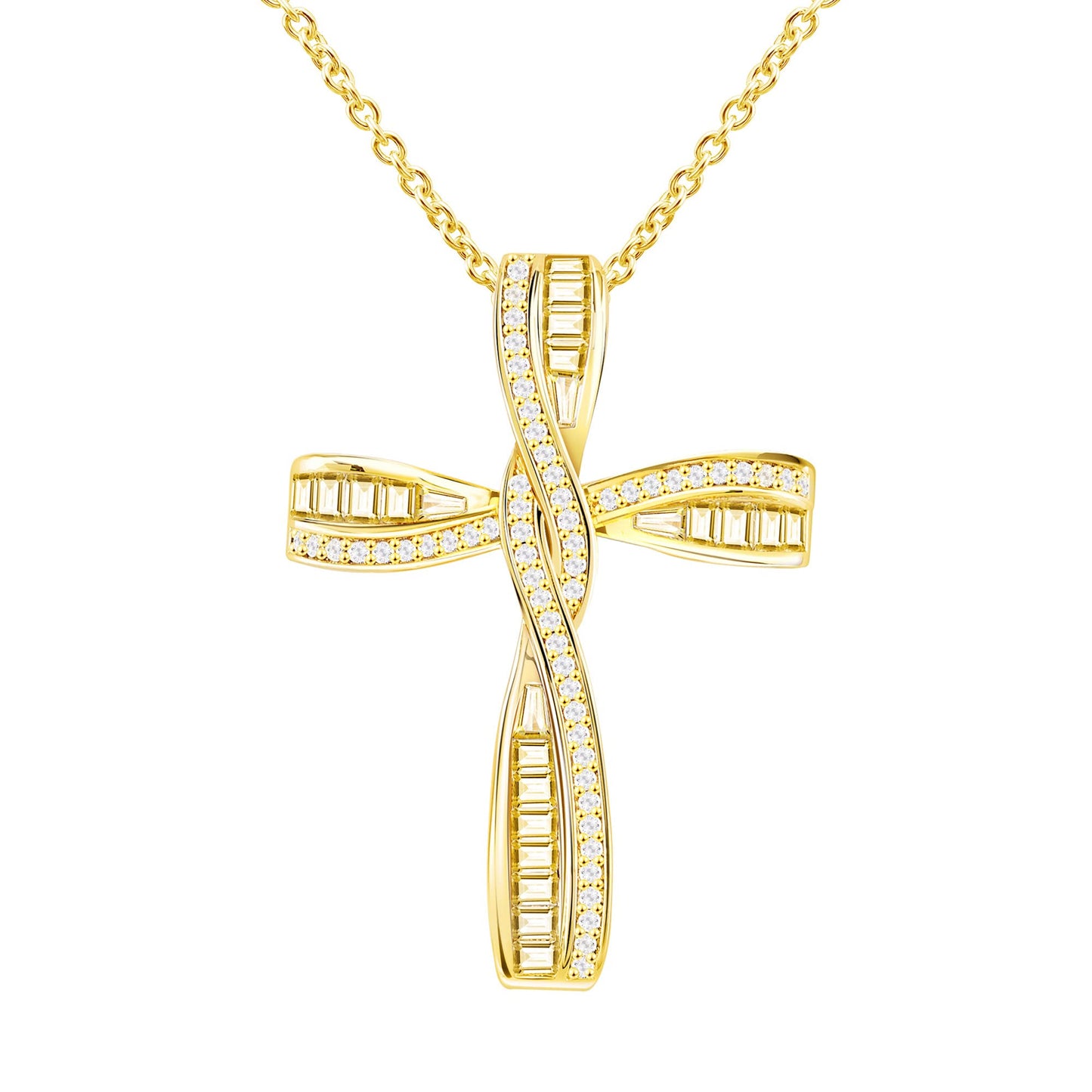 18k Gold Plated Women Cross Necklace for Trendy Gold Cross Pendant Chain for Girls Crucifix Necklace for Women Religious Gifts Christian Faith Necklace Jewelry