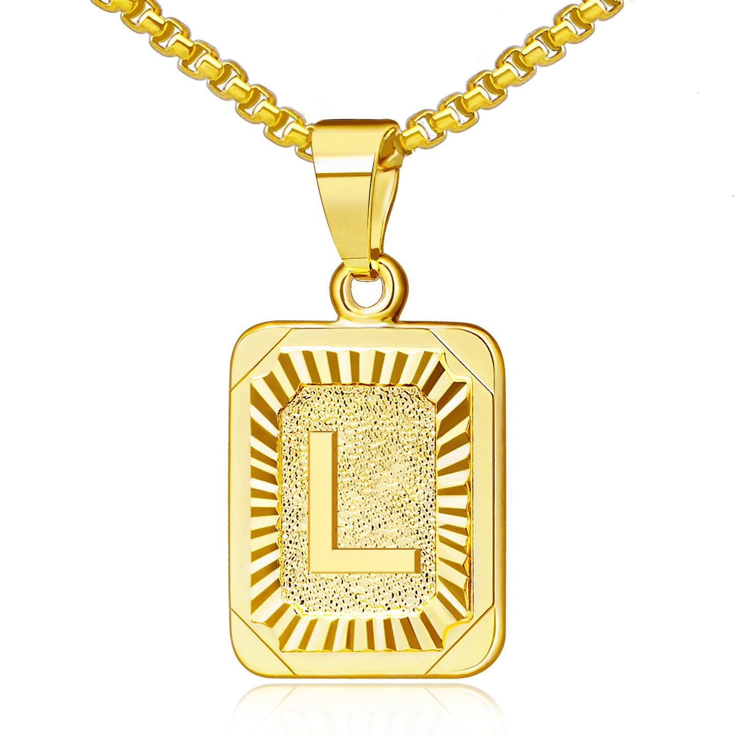 JSJOY 18K Yellow Gold Plated Initial A-Z Letter Pendant Necklace Mens Womens Capital Letter Chain 18inch