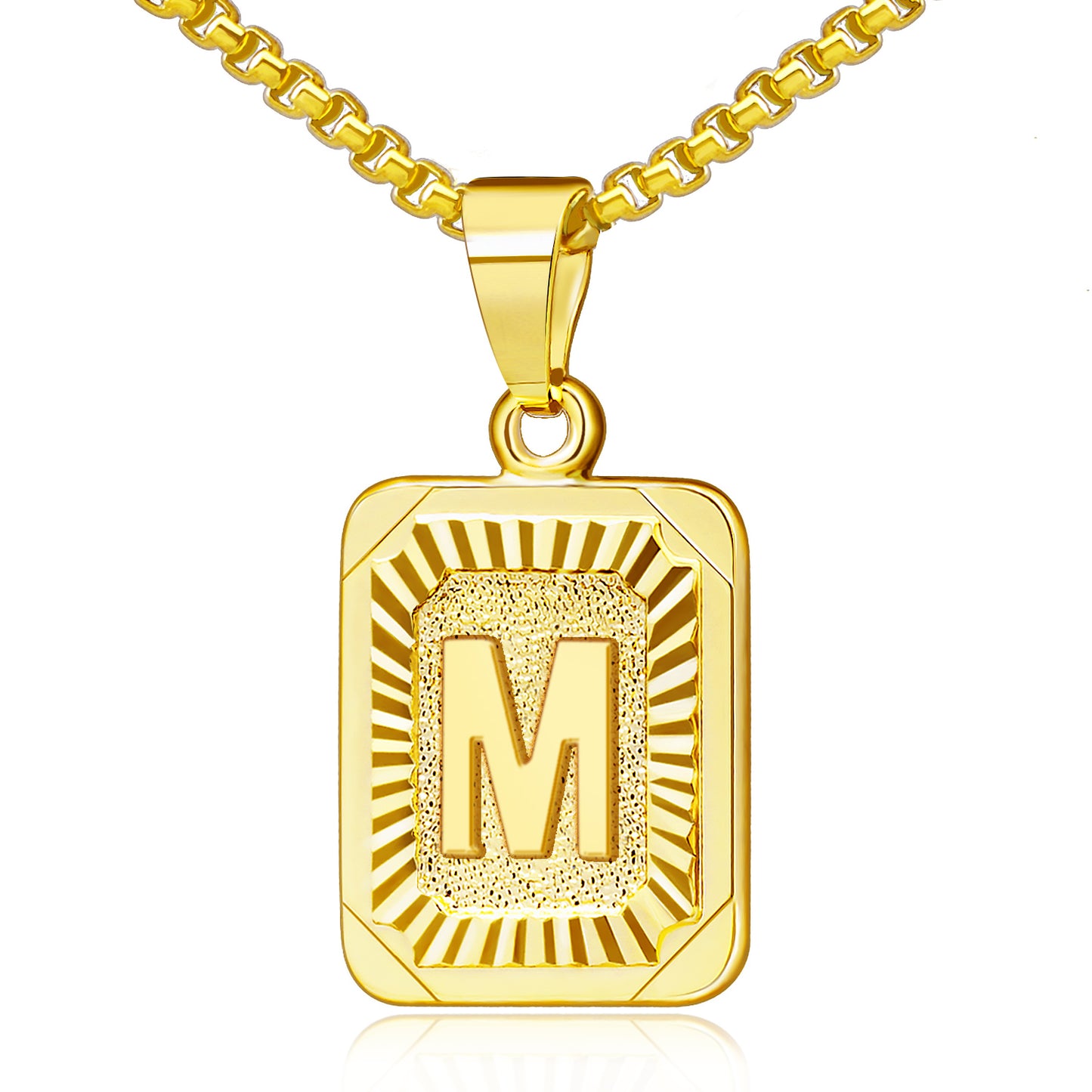 JSJOY 18K Yellow Gold Plated Initial A-Z Letter Pendant Necklace Mens Womens Capital Letter Chain 18inch