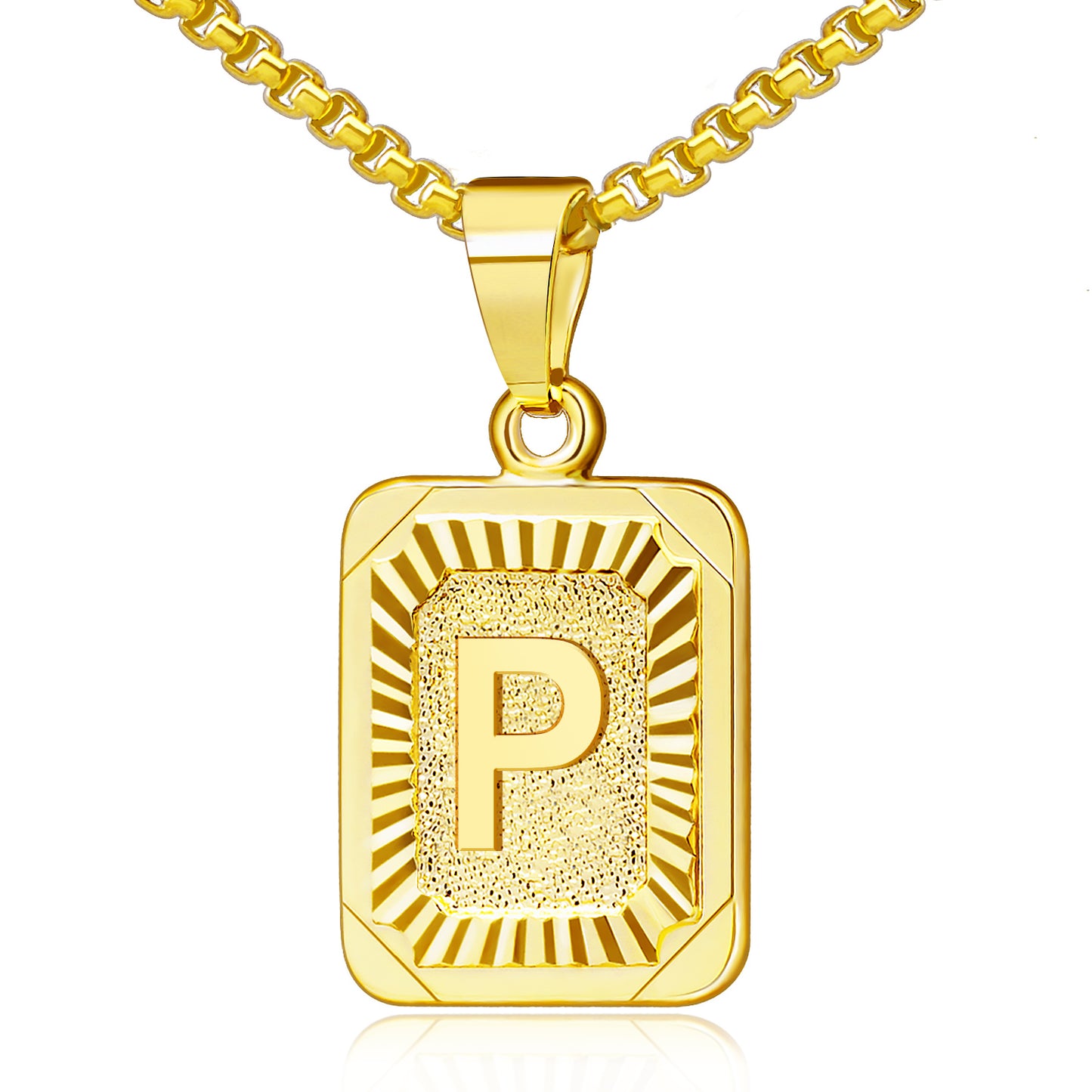 JSJOY 18K Yellow Gold Plated Initial A-Z Letter Pendant Necklace Mens Womens Capital Letter Chain 18inch