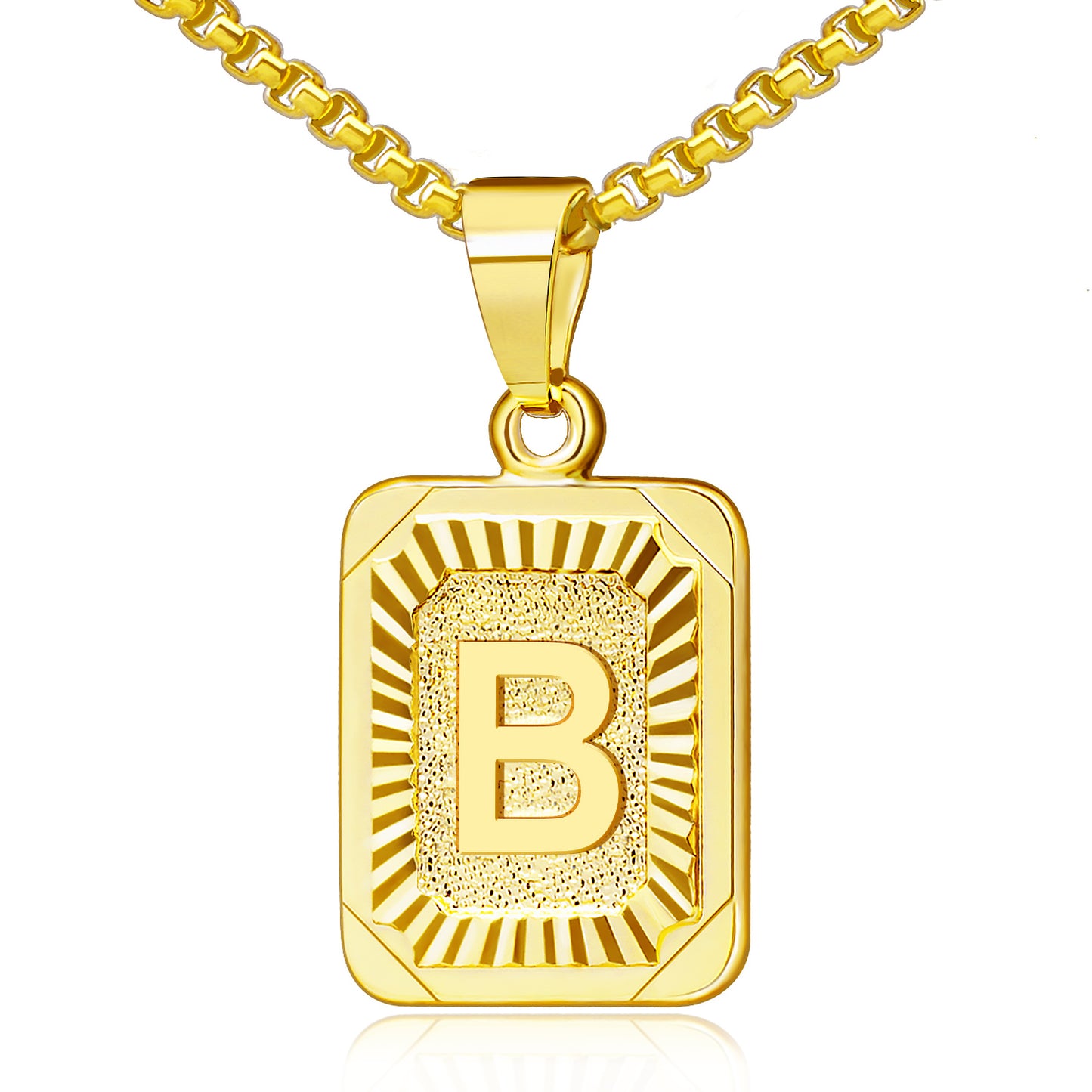 JSJOY 18K Yellow Gold Plated Initial A-Z Letter Pendant Necklace Mens Womens Capital Letter Chain 18inch