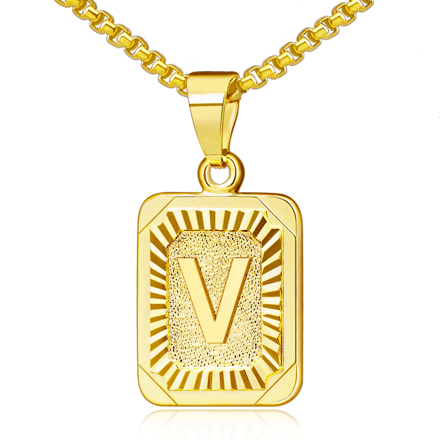 JSJOY 18K Yellow Gold Plated Initial A-Z Letter Pendant Necklace Mens Womens Capital Letter Chain 18inch