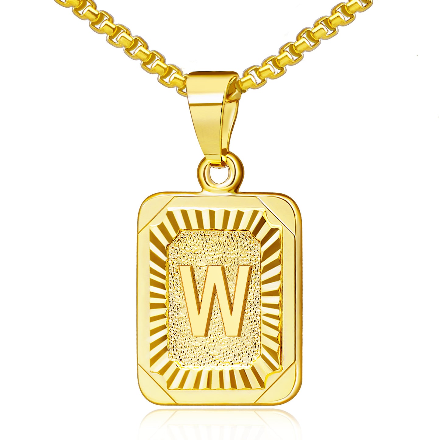 JSJOY 18K Yellow Gold Plated Initial A-Z Letter Pendant Necklace Mens Womens Capital Letter Chain 18inch