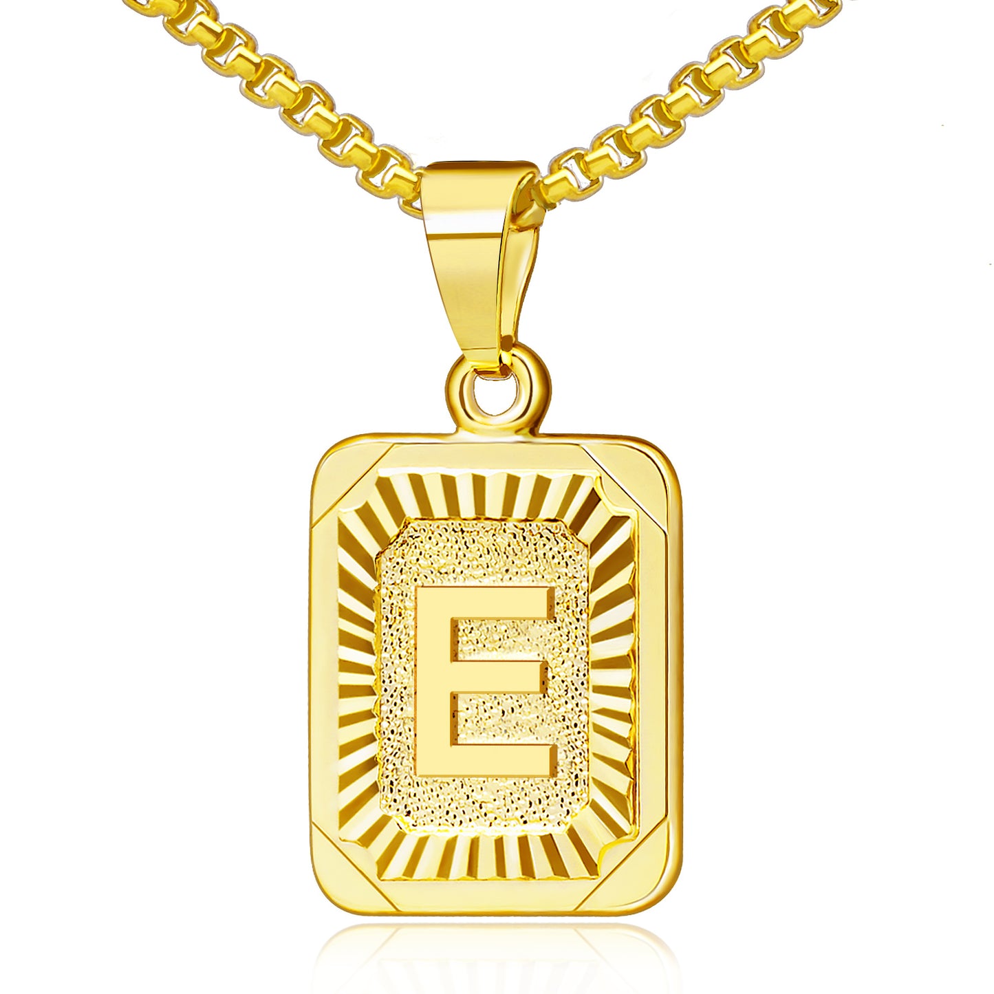 JSJOY 18K Yellow Gold Plated Initial A-Z Letter Pendant Necklace Mens Womens Capital Letter Chain 18inch