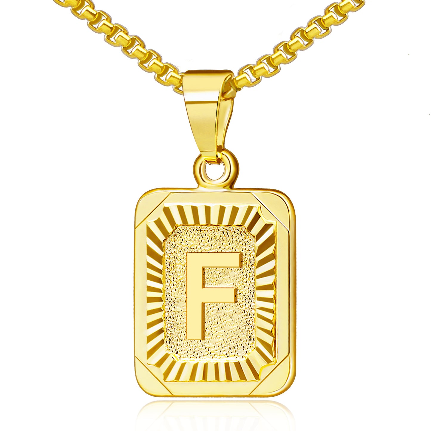 JSJOY 18K Yellow Gold Plated Initial A-Z Letter Pendant Necklace Mens Womens Capital Letter Chain 18inch