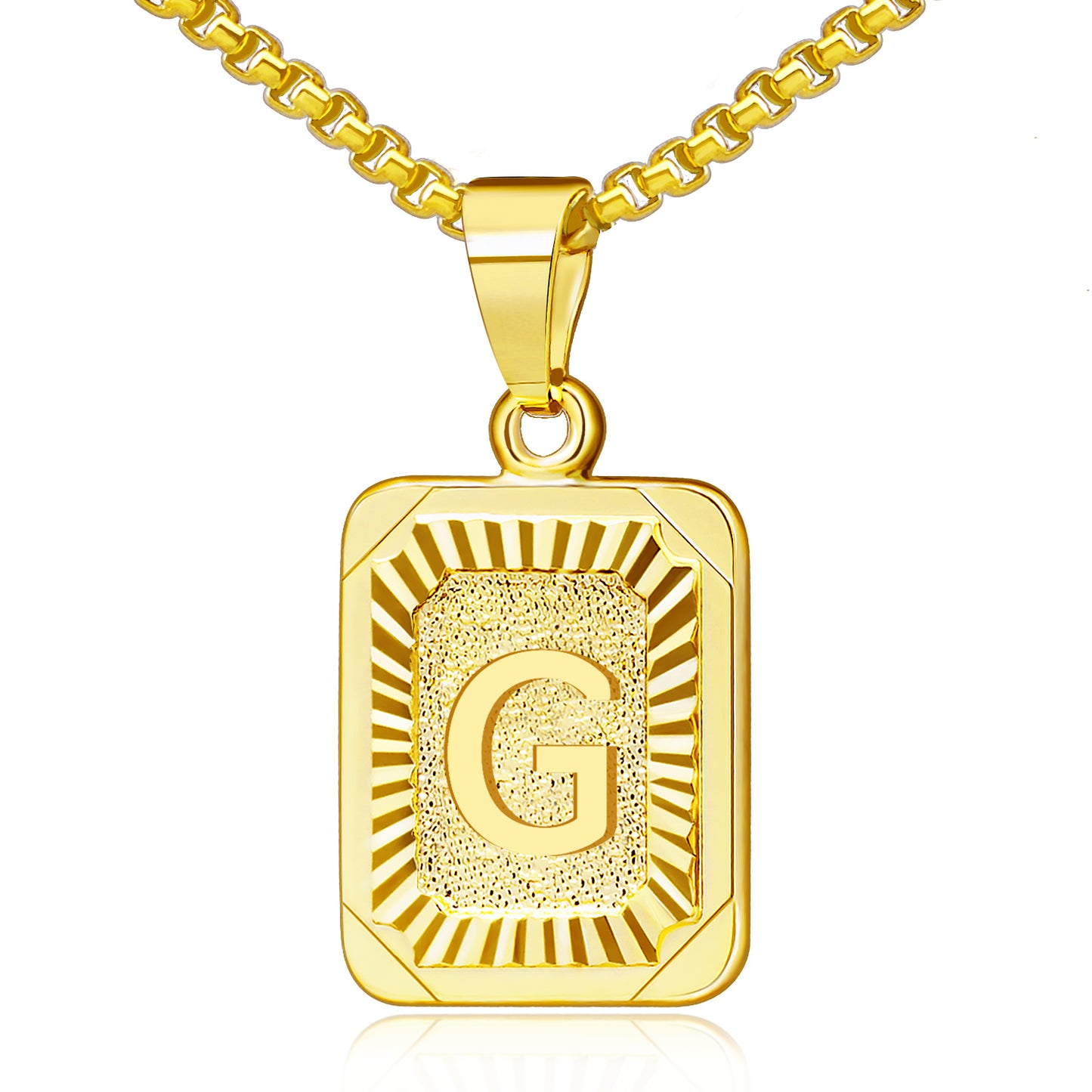JSJOY 18K Yellow Gold Plated Initial A-Z Letter Pendant Necklace Mens Womens Capital Letter Chain 18inch