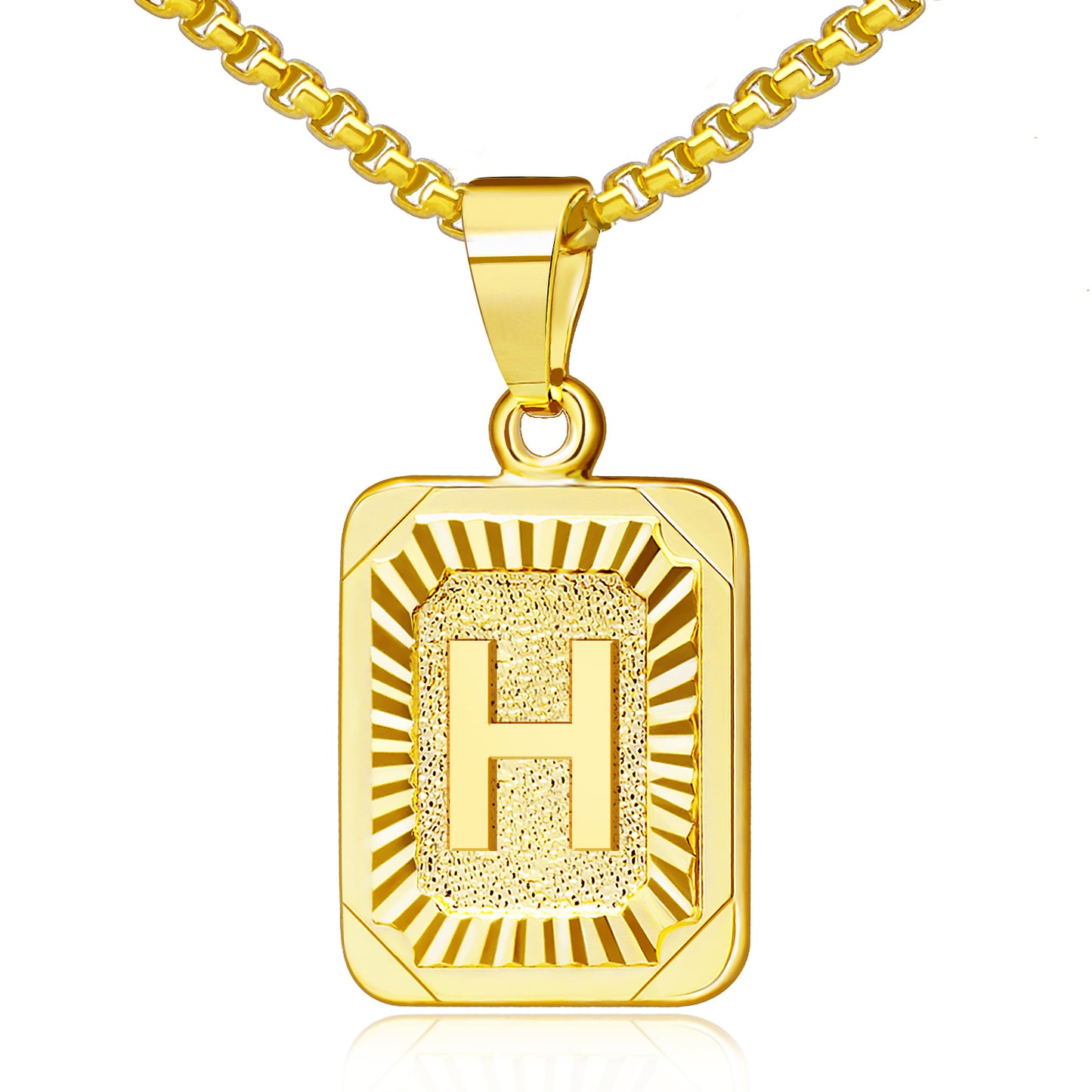 JSJOY 18K Yellow Gold Plated Initial A-Z Letter Pendant Necklace Mens Womens Capital Letter Chain 18inch