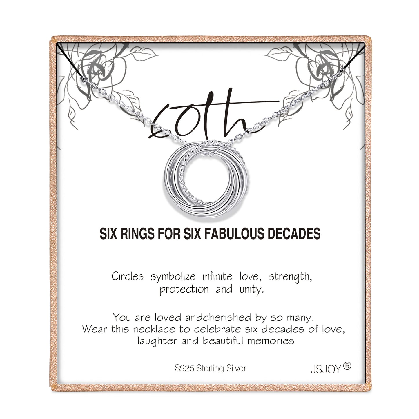 JSJOY Birthday Gifts for Women Sterling Silver Necklace 30th 40th 50th 70th 80th 90th Birthday Necklace For Her 3 4 5 6 7 8 9 Decade Jewelry 30 40 50 60 70 80 90 Years Old Anniversary gifts