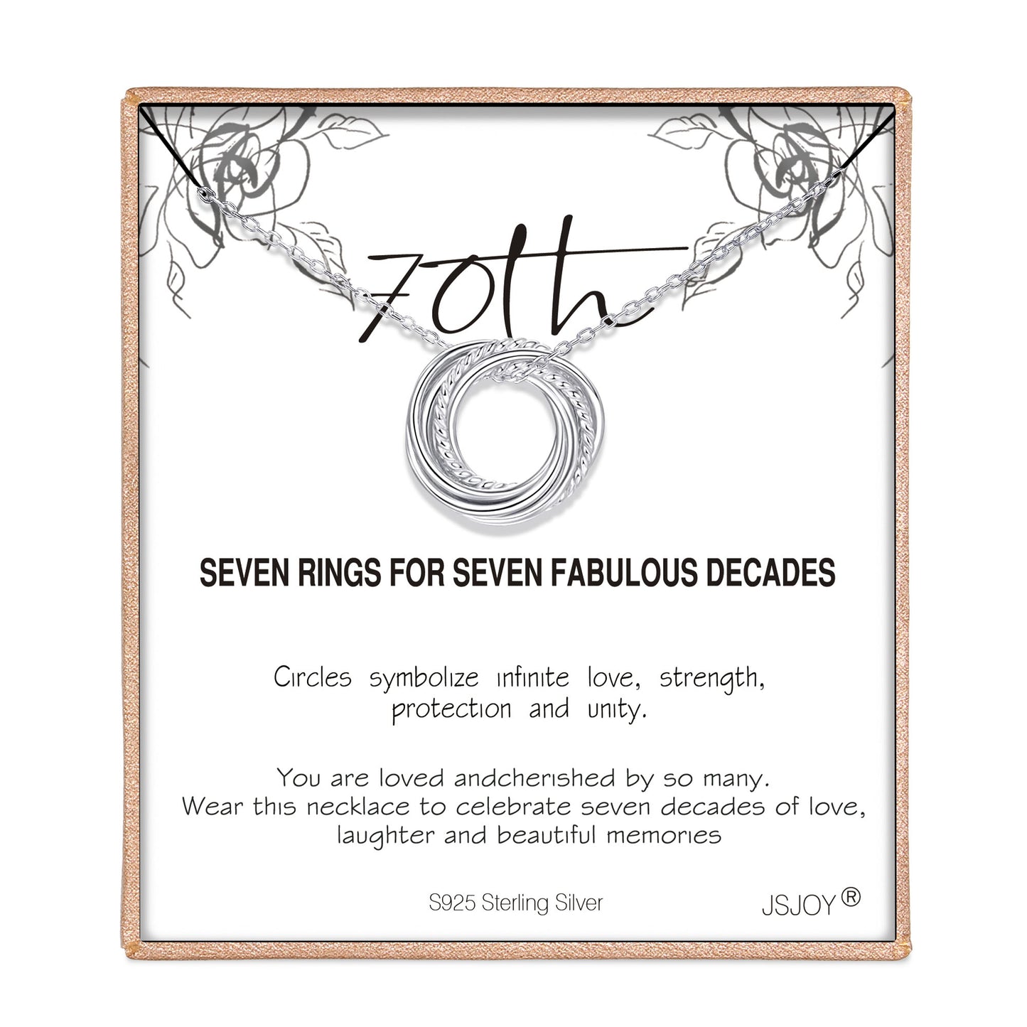 JSJOY Birthday Gifts for Women Sterling Silver Necklace 30th 40th 50th 70th 80th 90th Birthday Necklace For Her 3 4 5 6 7 8 9 Decade Jewelry 30 40 50 60 70 80 90 Years Old Anniversary gifts
