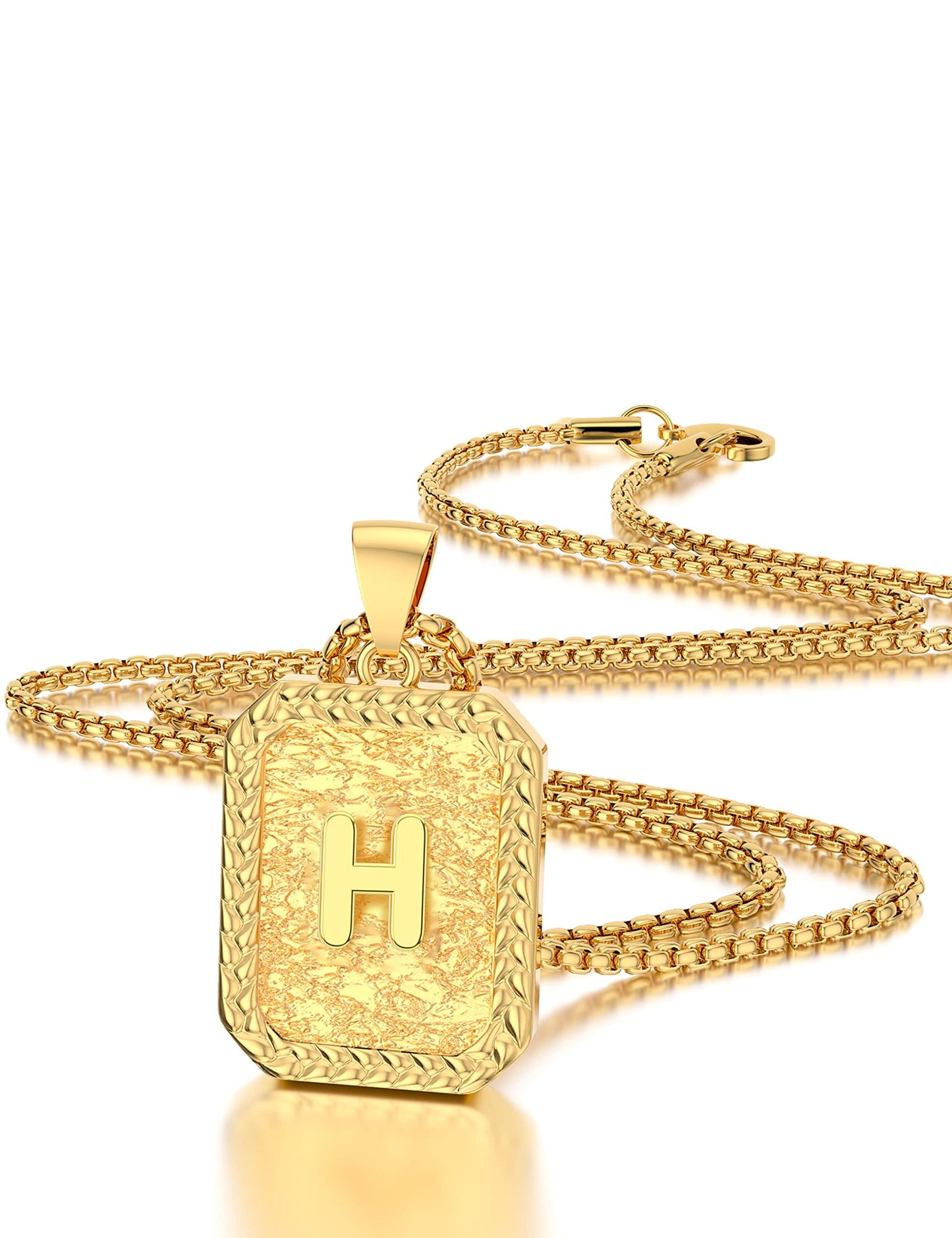 Initial Letter Pendant Necklace for Men Women Sterling Silver/Gold Plated Box Chain Necklace 20 Inches Initial Necklaces for Men Holiday gifts
