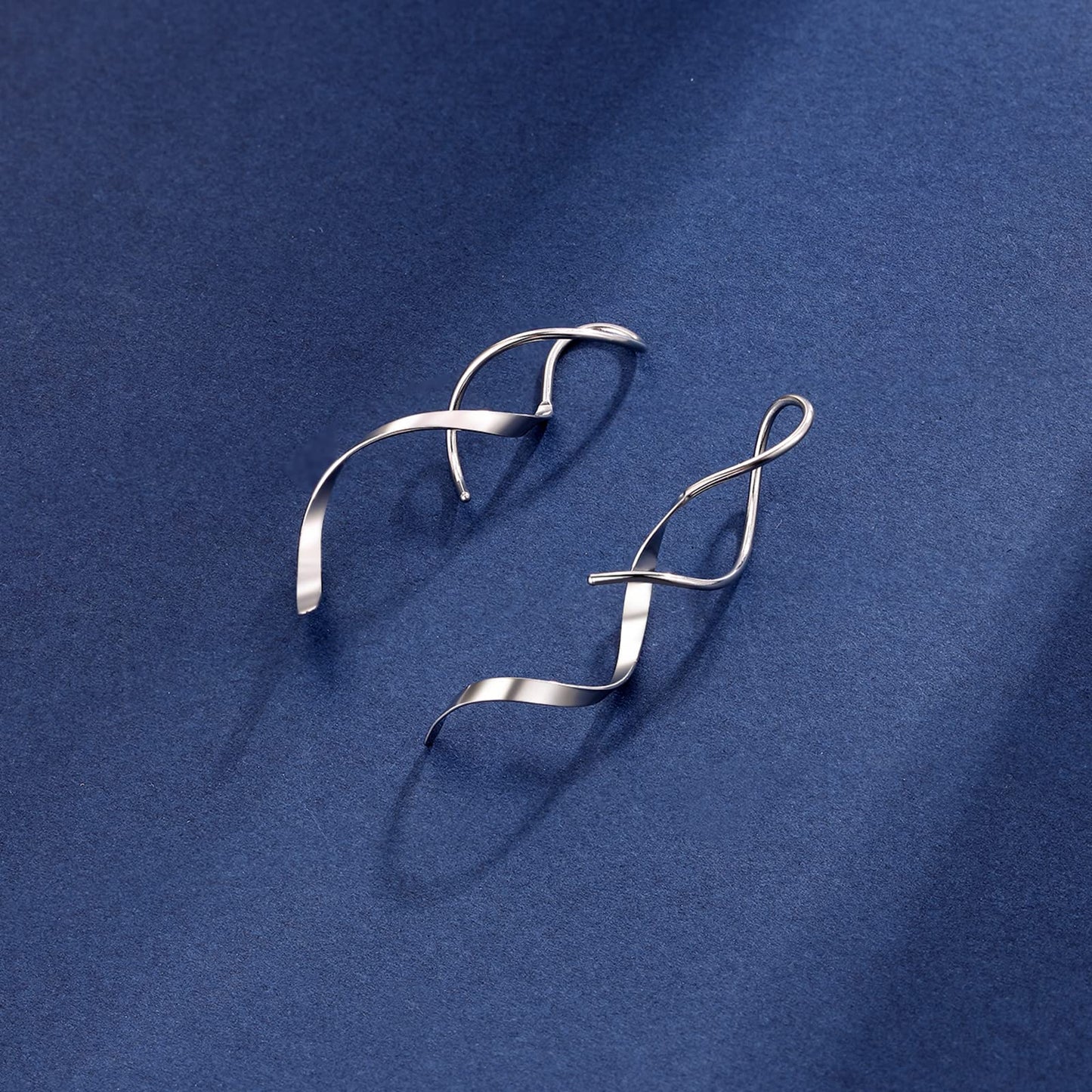 JSJOY Earrings for Women Spiral Threader Earrings Stainless steel Handmade Twisted Curved Pull Through Silver Gold Drop Dangle Earrings Jewelry for Women