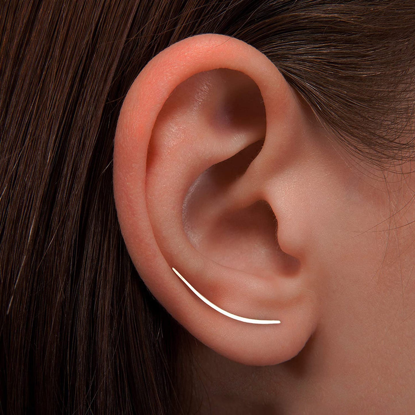 JSJOY Earrings Sterling Silver Ear Climbers Long Curved Bar Studs Ear crawlers,Ear Jackets