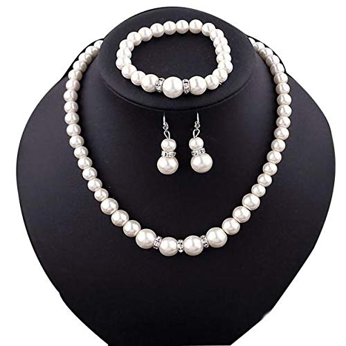 Pearl Necklace Set 2022 Natural Freshwater Pearl Includes Stunning Bracelet and Earrings Jewelry Gift for Women