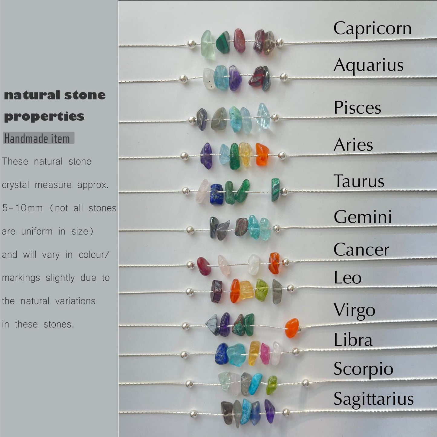 Natural Stone Zodiac Sign Choker Necklace for Women Raw Crystals Zodiac Necklace Horoscope Healing Gemstone Crystals Astrology Jewelry Holiday gifts