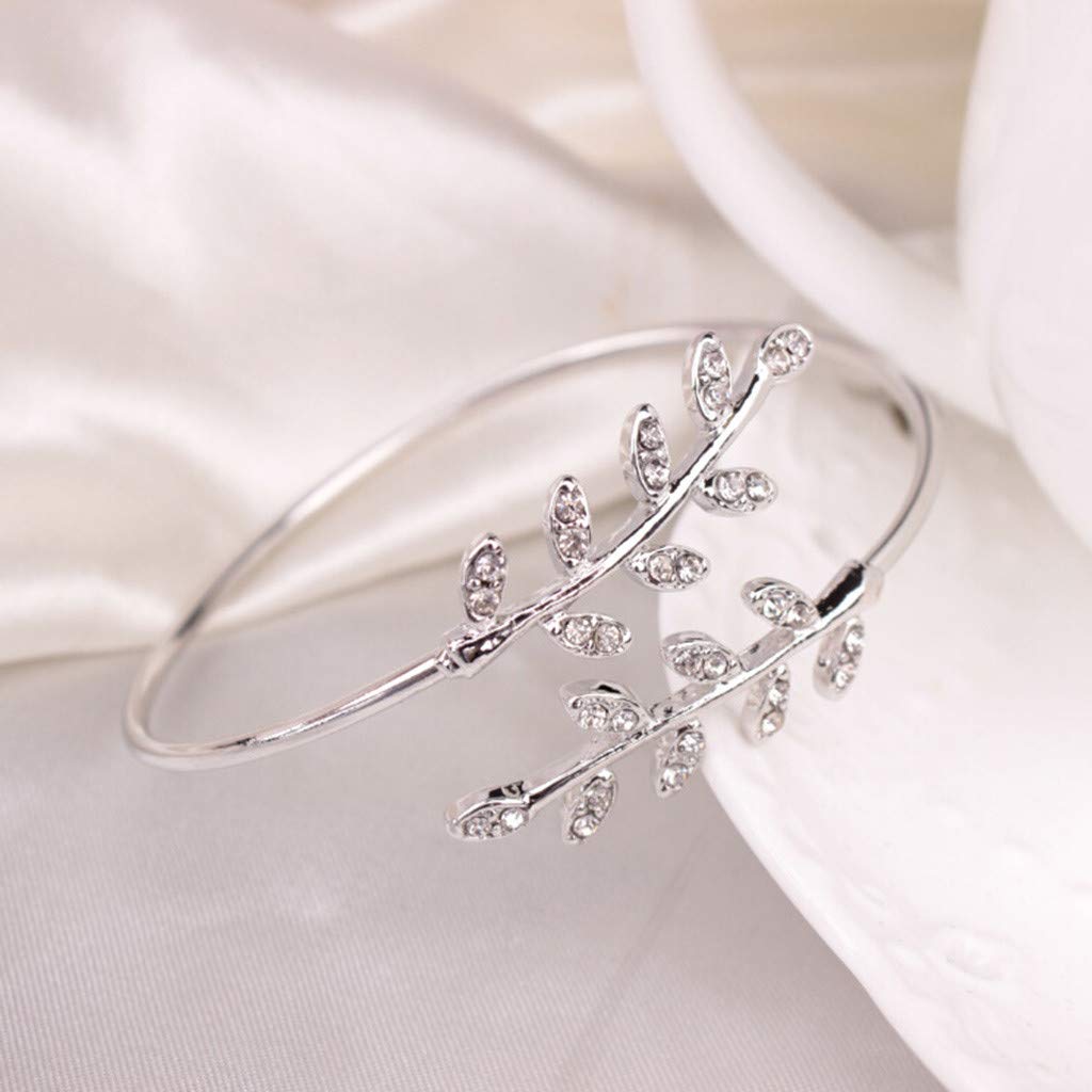 Leaf Shape Bracelet for Women Girls Metal Bracelet Fashion Simple Open Bracelets Jewelry Bangle Bracelets Gifts Birthday