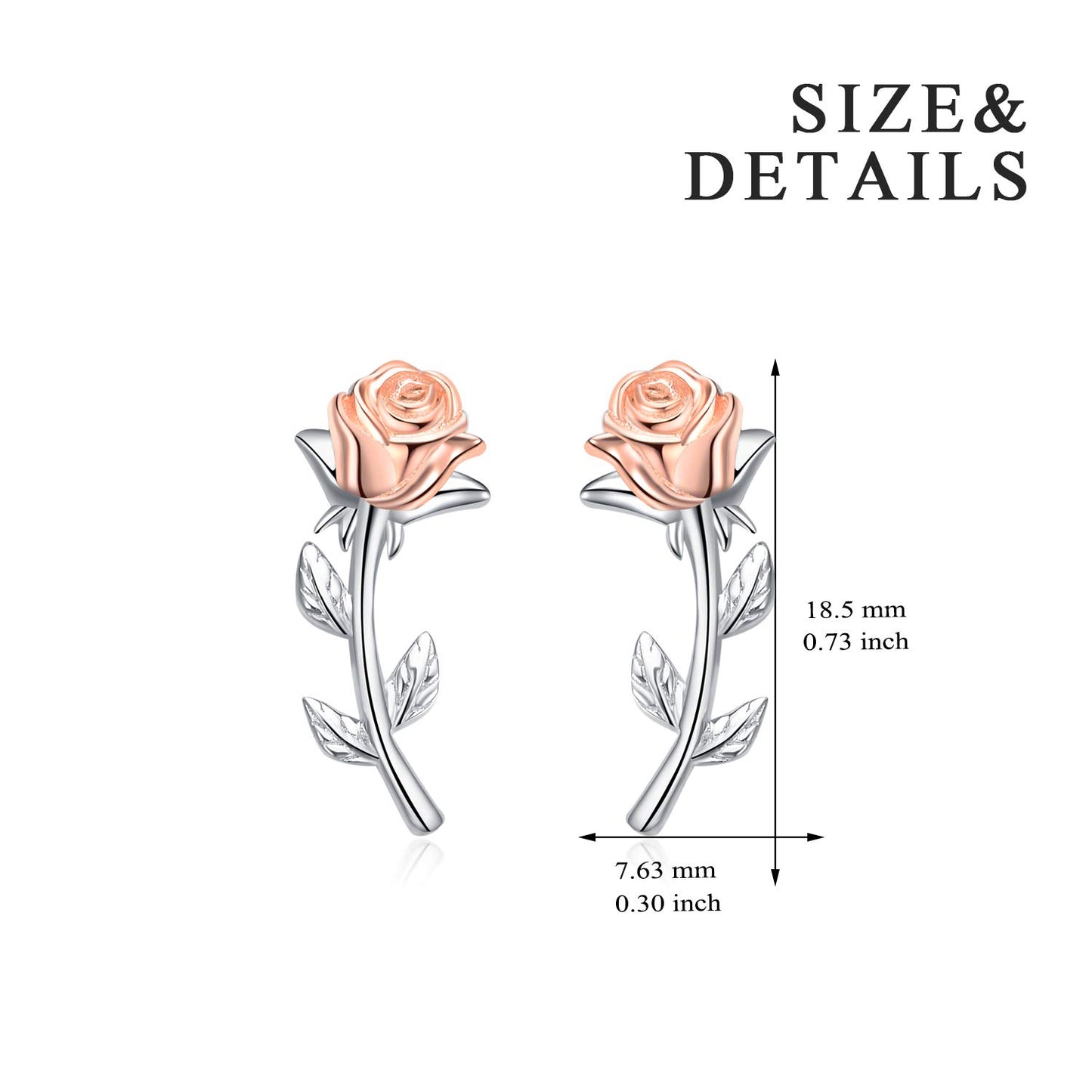 JSJOY Ear Crawler Climber Earrings Sterling Silver Rose Flower Crescent Moon Stud Earrings for Women Girls Jewelry Gifts
