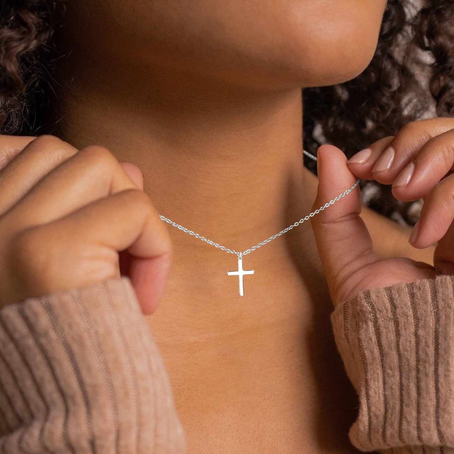 JSJOY Cross Necklace for Women, 14K Gold Plated/Sterling silver Chain Necklace Dainty Layered Gold Cross Pendant Necklace Simple Cute Necklaces for Women Gold Jewelry for Women