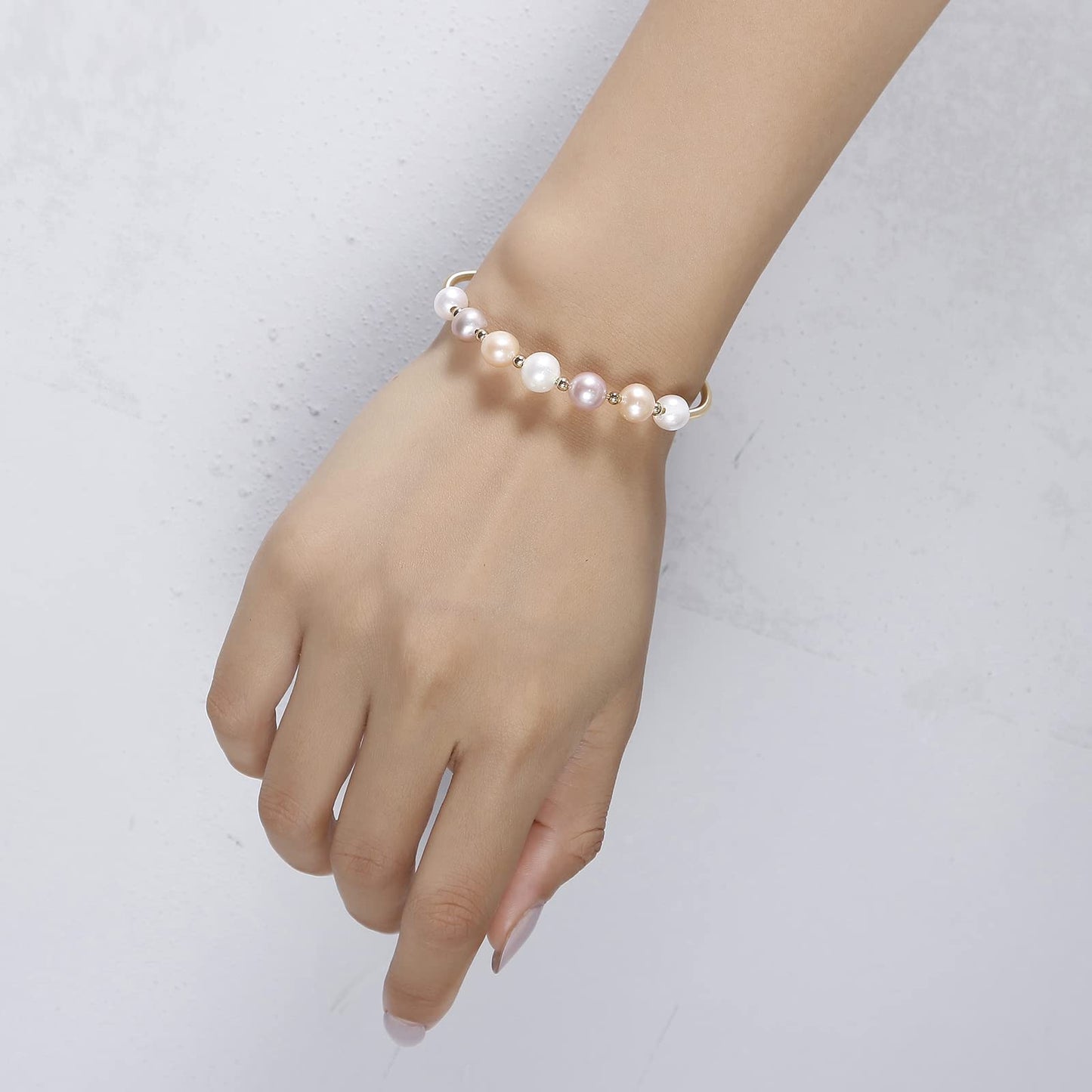 Freshwater Cultured Pearl Bracelet for Women Fashion pearl Pearl Stretch Bracelet Pearl Cuff Bangle Pearl Sliding Bolo Bracelet