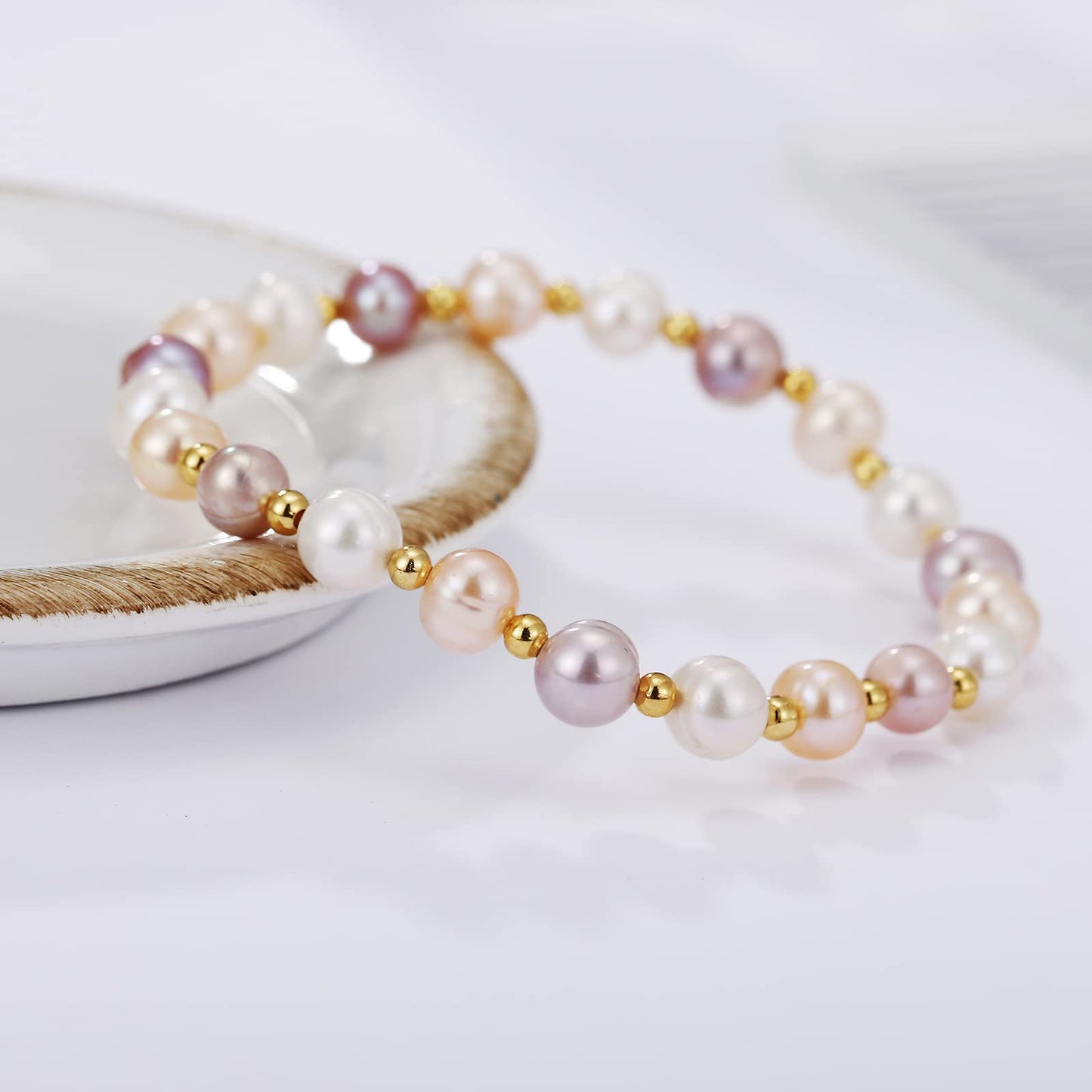 Freshwater Cultured Pearl Bracelet for Women Fashion pearl Pearl Stretch Bracelet Pearl Cuff Bangle Pearl Sliding Bolo Bracelet