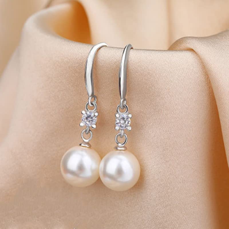 Pearl Fashion Earrings Women's Selected AAAA+ Natural Freshwater Round Pearl Sterling Silver Jewelry Hypoallergenic Mom Earrings Wedding Diamond Christmas Holiday gifts