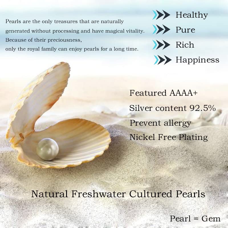 Pearl Fashion Earrings Women's Selected AAAA+ Natural Freshwater Round Pearl Sterling Silver Jewelry Hypoallergenic Mom Earrings Wedding Diamond Christmas Holiday gifts