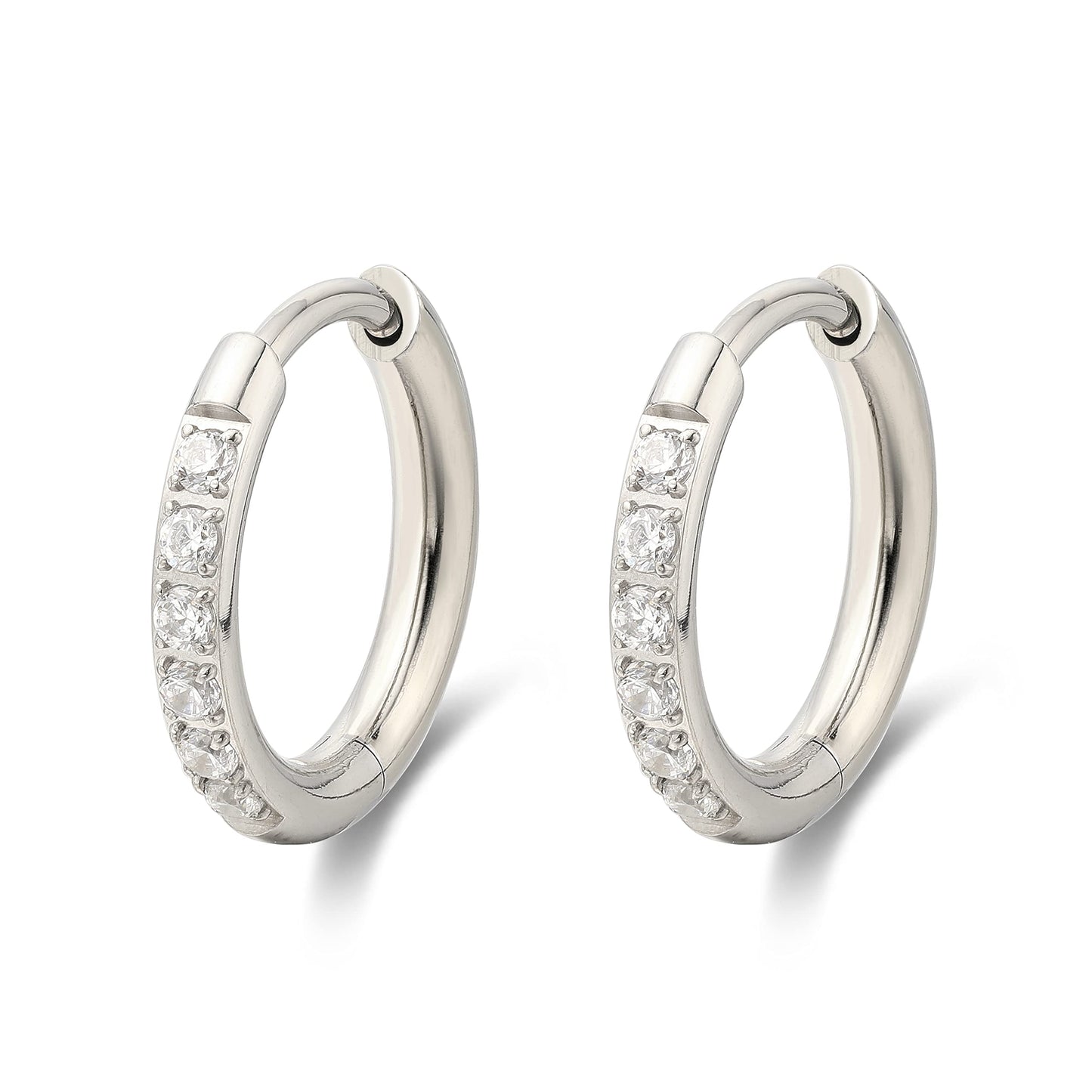 G23 Pure Titanium Pairs Small Huggie Hoop Earrings Hypoallergenic Lightweight Cartilage Hoops Small Cubic Zirconia Cuff Earrings Mini Piercing Jewelry for Women Girls Teen Holiday commemorative gifts