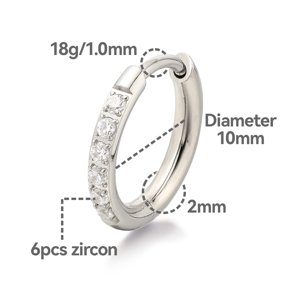 G23 Pure Titanium Pairs Small Huggie Hoop Earrings Hypoallergenic Lightweight Cartilage Hoops Small Cubic Zirconia Cuff Earrings Mini Piercing Jewelry for Women Girls Teen Holiday commemorative gifts