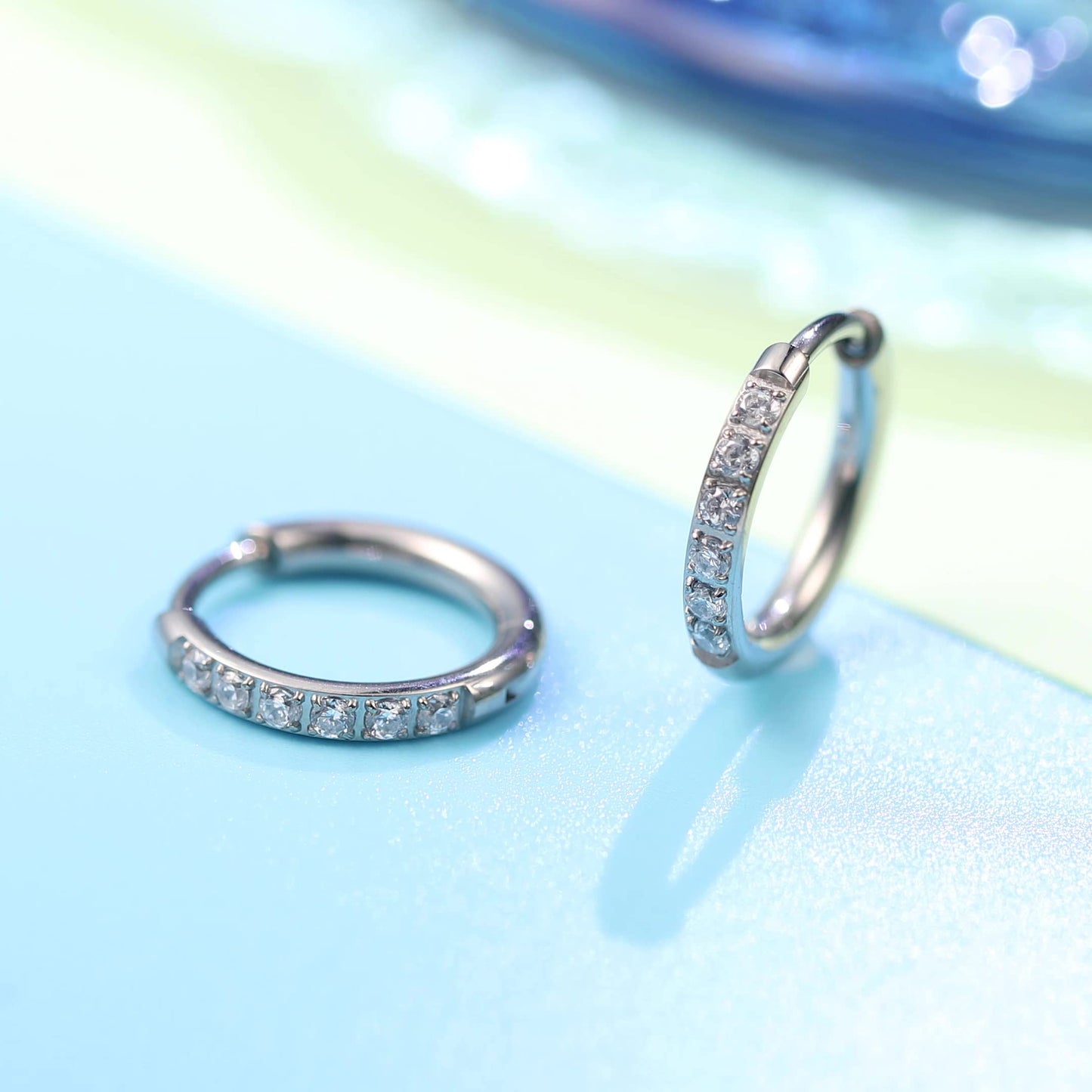 G23 Pure Titanium Pairs Small Huggie Hoop Earrings Hypoallergenic Lightweight Cartilage Hoops Small Cubic Zirconia Cuff Earrings Mini Piercing Jewelry for Women Girls Teen Holiday commemorative gifts