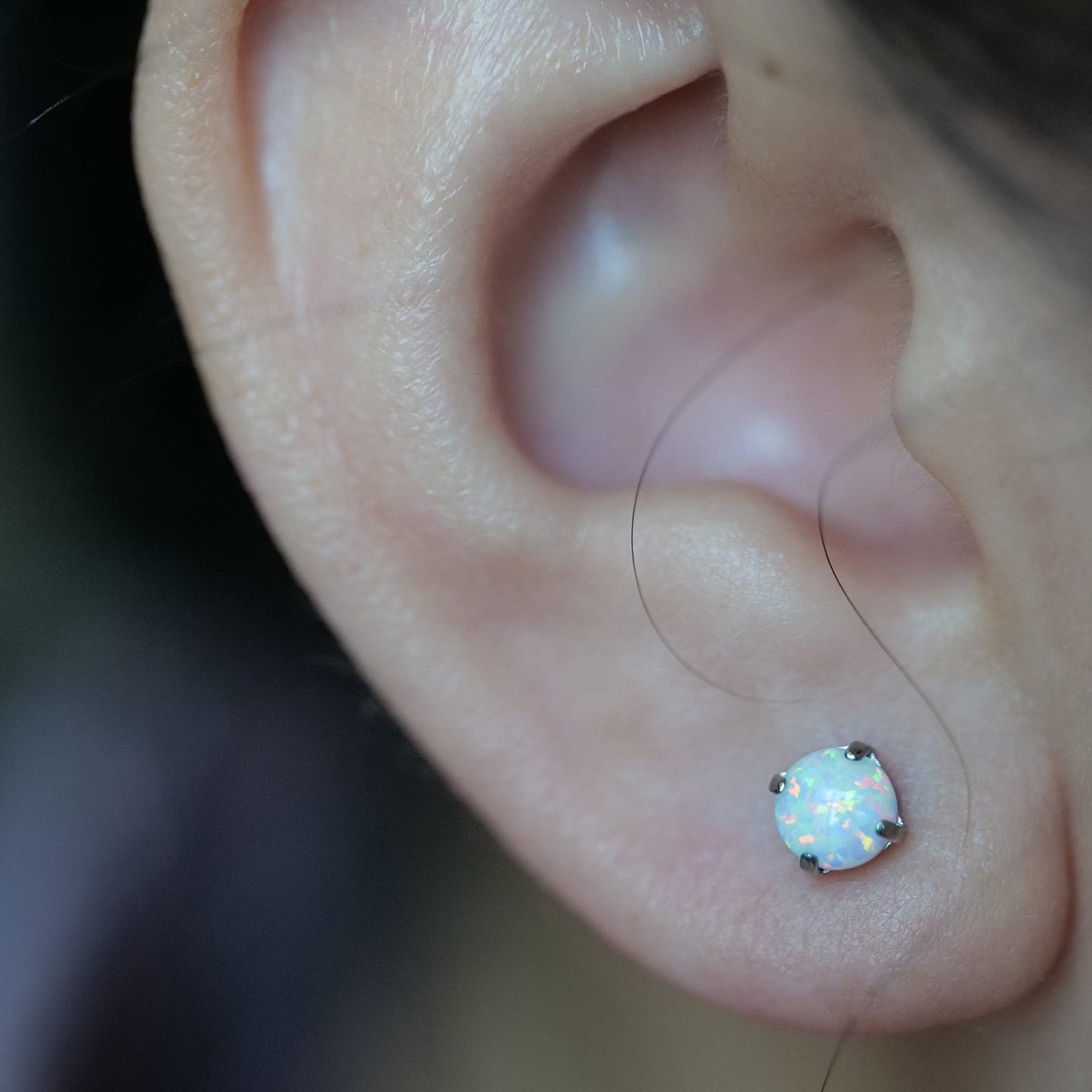 Opal/Moonstone Cat's Eye Blue Turquoise Stud Earrings Pure Titanium Hypoallergenic Earrings Stud Earrings Implant Grade Delicate Jewelry For Sensitive Ears