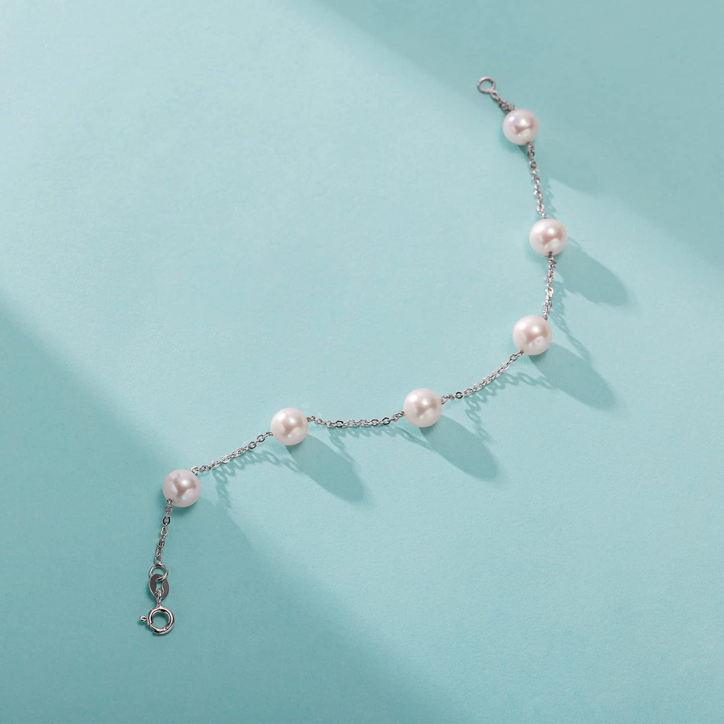 Pearl Bracelet for Women 6-7mm S925 Sterling Silver Freshwater Cultured Pearl Bracelets for Women Girl Mom 7 Inche Precious holiday gifts