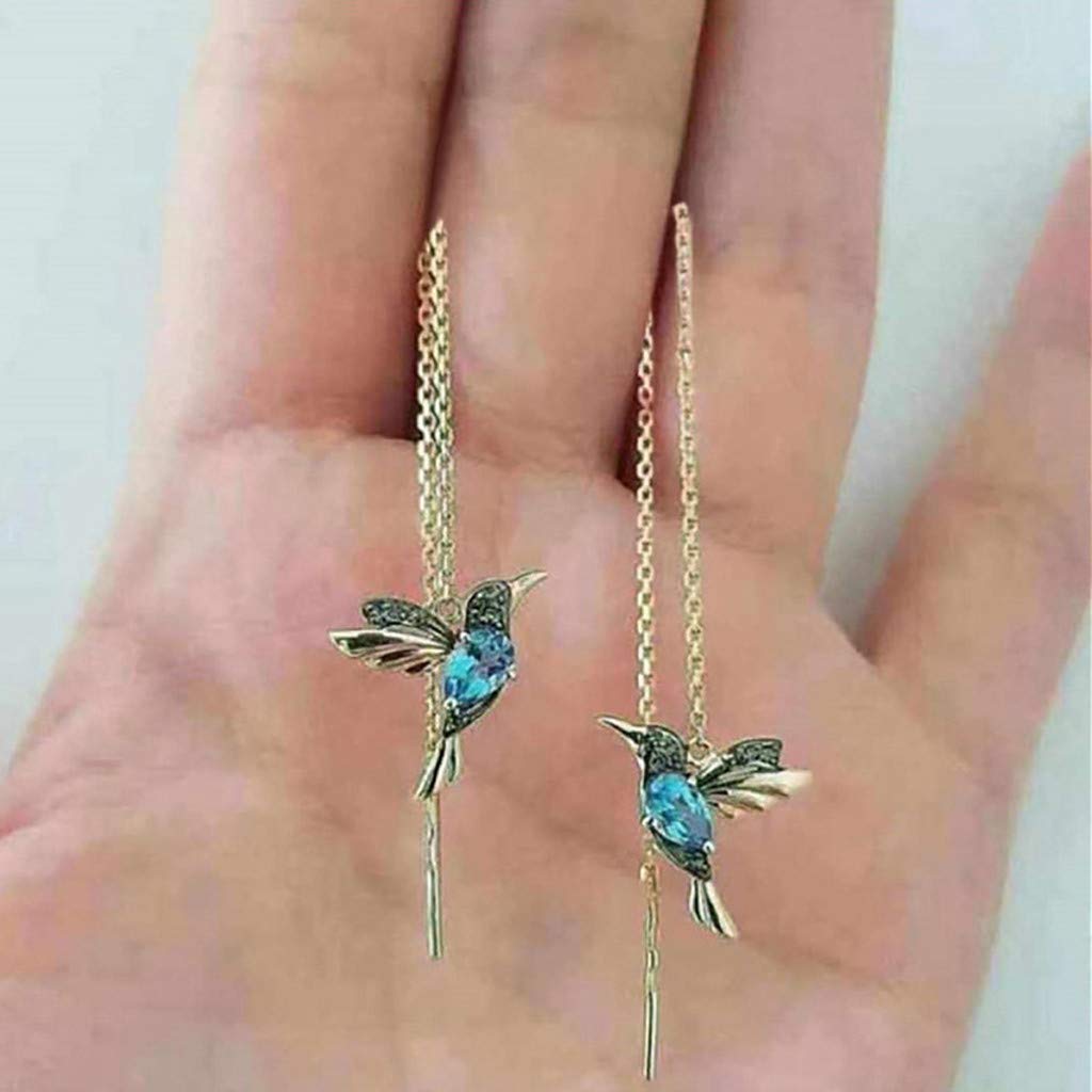 Hummingbird Earrings Rhinestone Chain Tassel Earring Lady Earchain Jewelry Fashionable Earrings Dangling Women Girls Valentine's Day Birthday Gifts