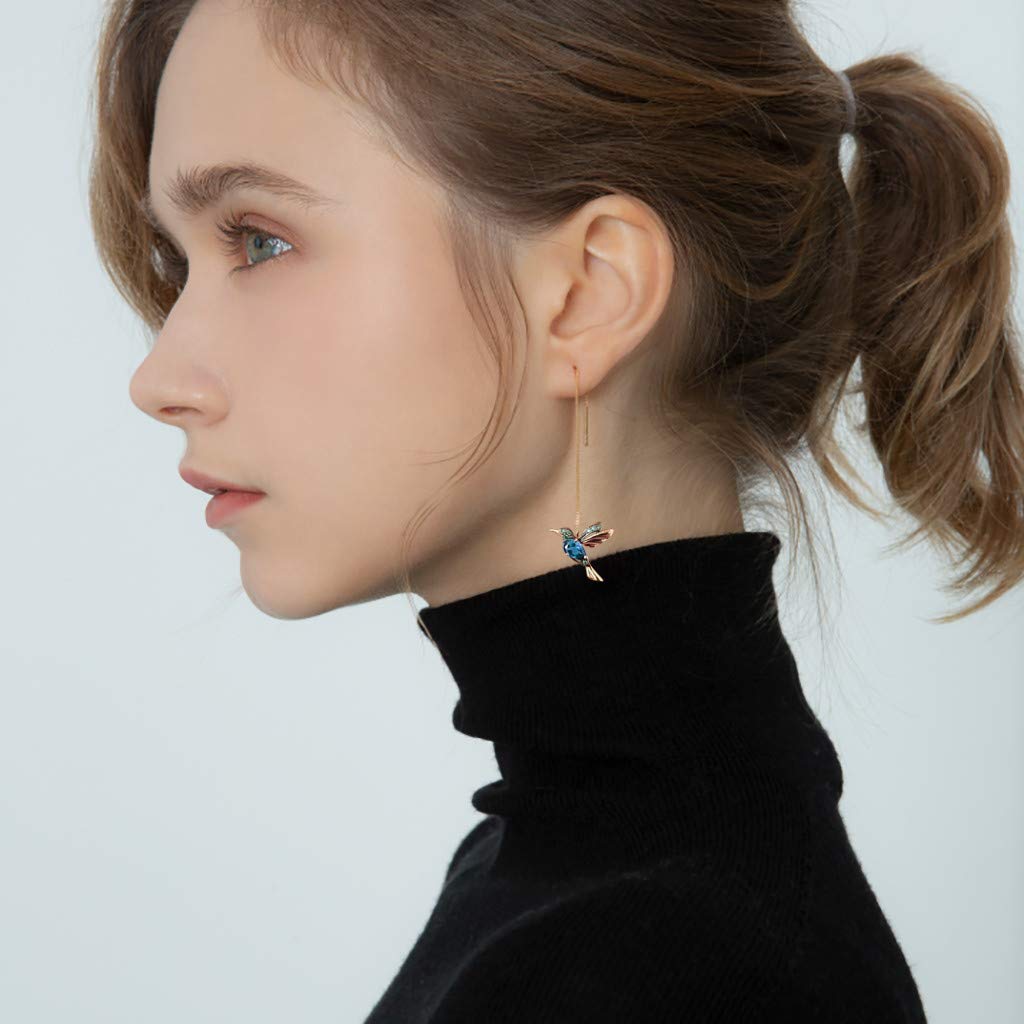 Hummingbird Earrings Rhinestone Chain Tassel Earring Lady Earchain Jewelry Fashionable Earrings Dangling Women Girls Valentine's Day Birthday Gifts