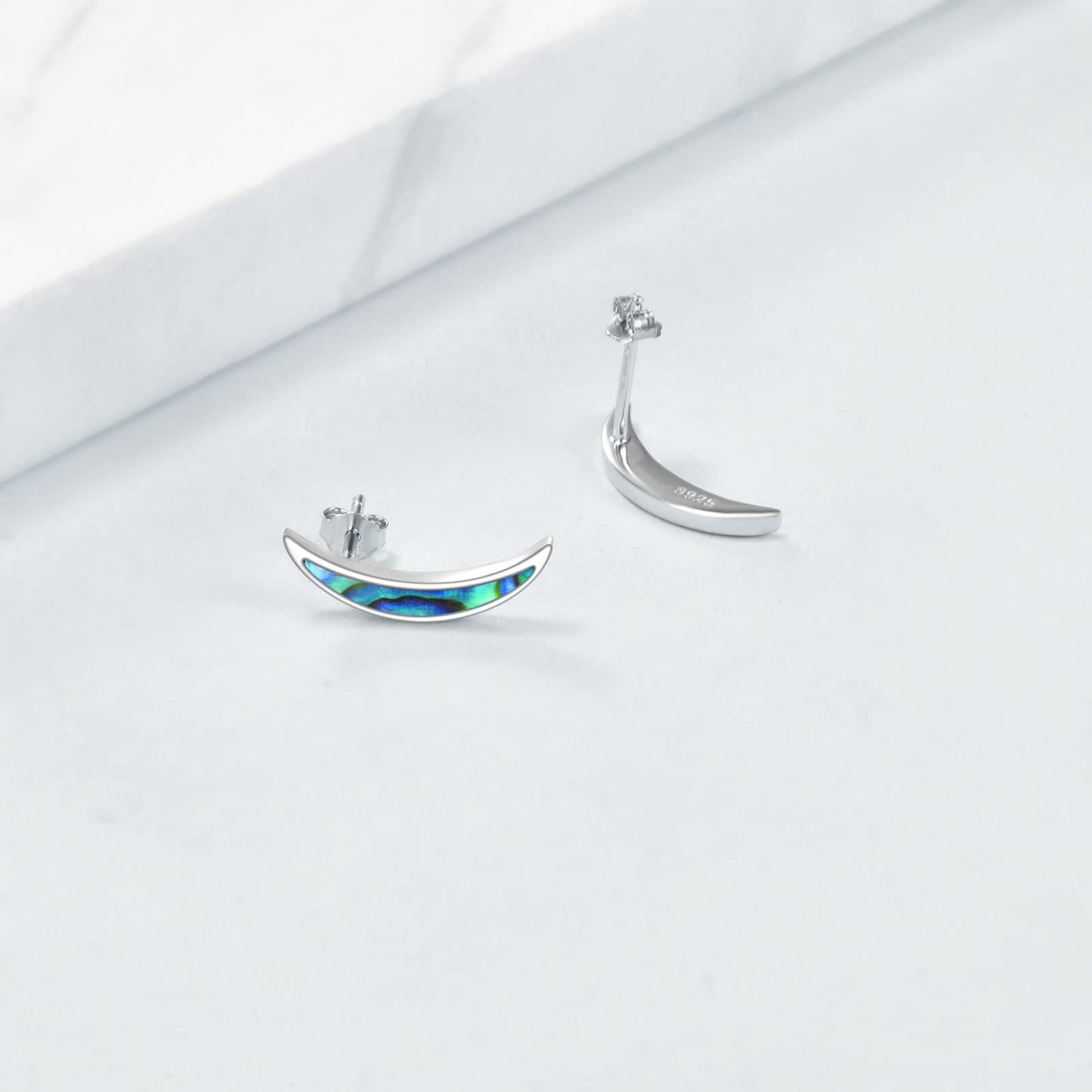 JSJOY Ear Crawler Climber Earrings Sterling Silver Rose Flower Crescent Moon Stud Earrings for Women Girls Jewelry Gifts