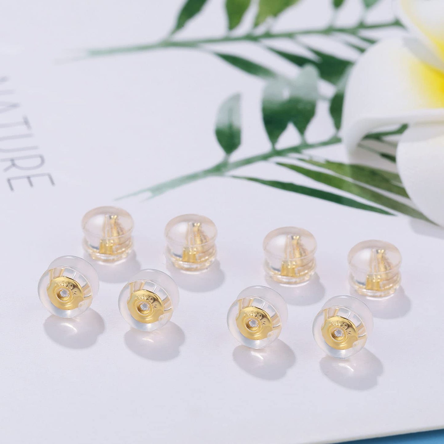 Sterling Silver Locking Secure Earring Backs for Studs Silicone Earring Backs Replacements for Studs Droopy Ears No-Irritate Hypoallergenice Earring Backs for Adults&Kid