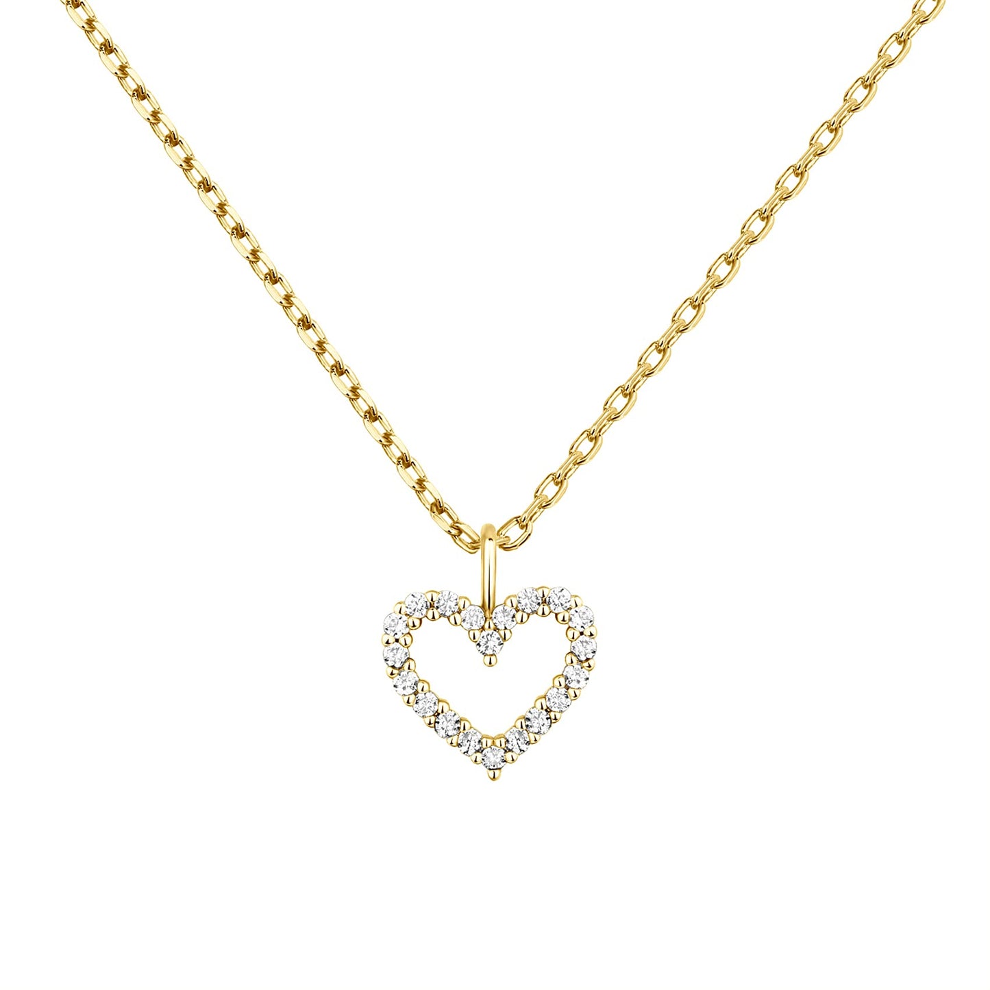 JSJOY 14K Gold Plated Cubic Zirconia Heart Necklace Gold Necklaces for Women