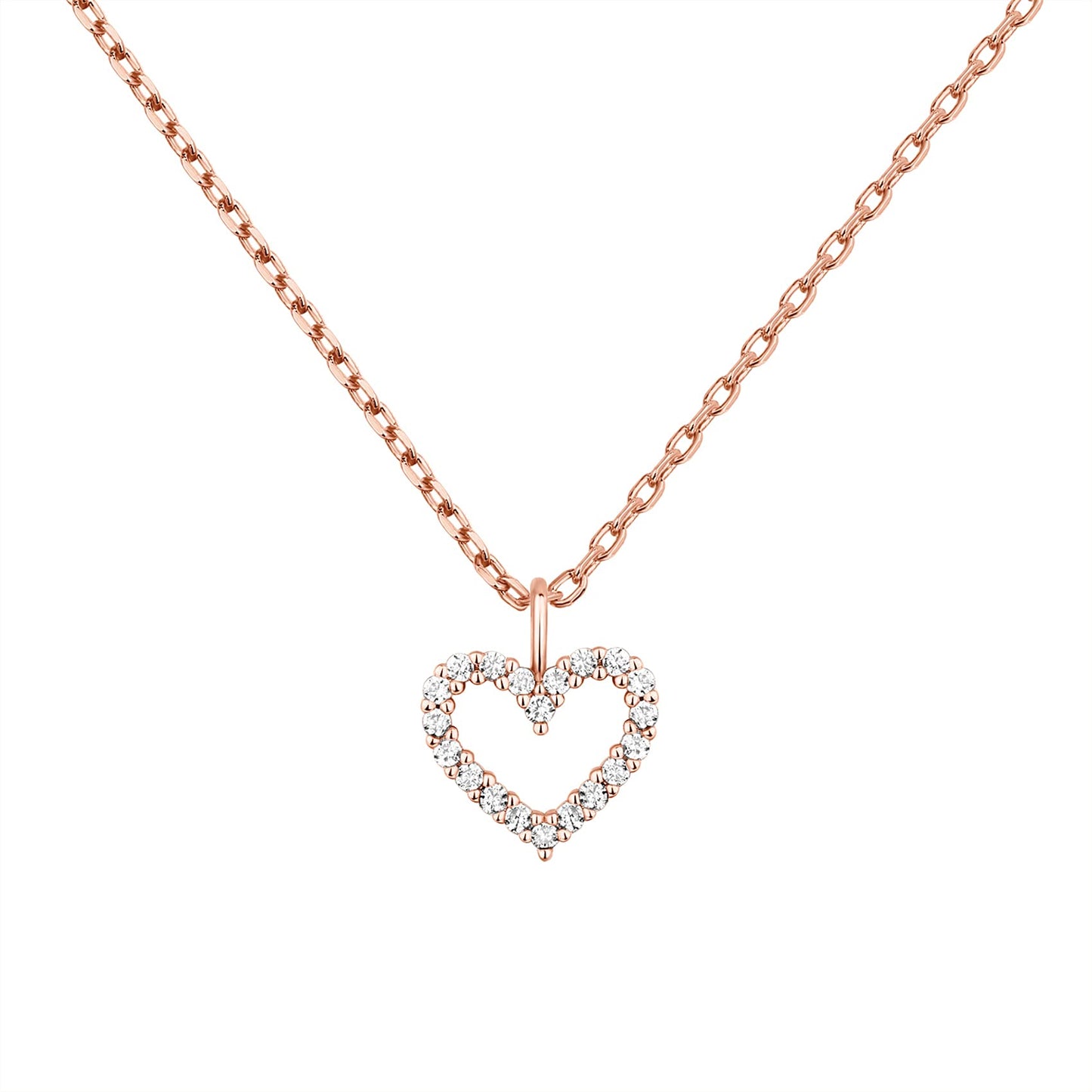JSJOY 14K Gold Plated Cubic Zirconia Heart Necklace Gold Necklaces for Women
