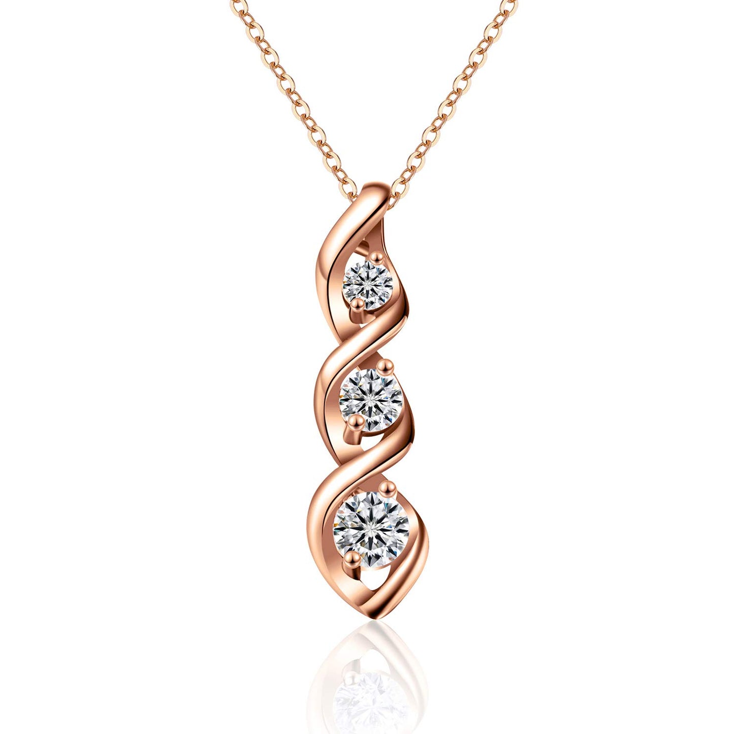 JSJOY 14K Gold Plated Cubic Zirconia Necklace,Dainty Infinity Simulated Diamond Pendant Necklace for Women Jewelry Gift