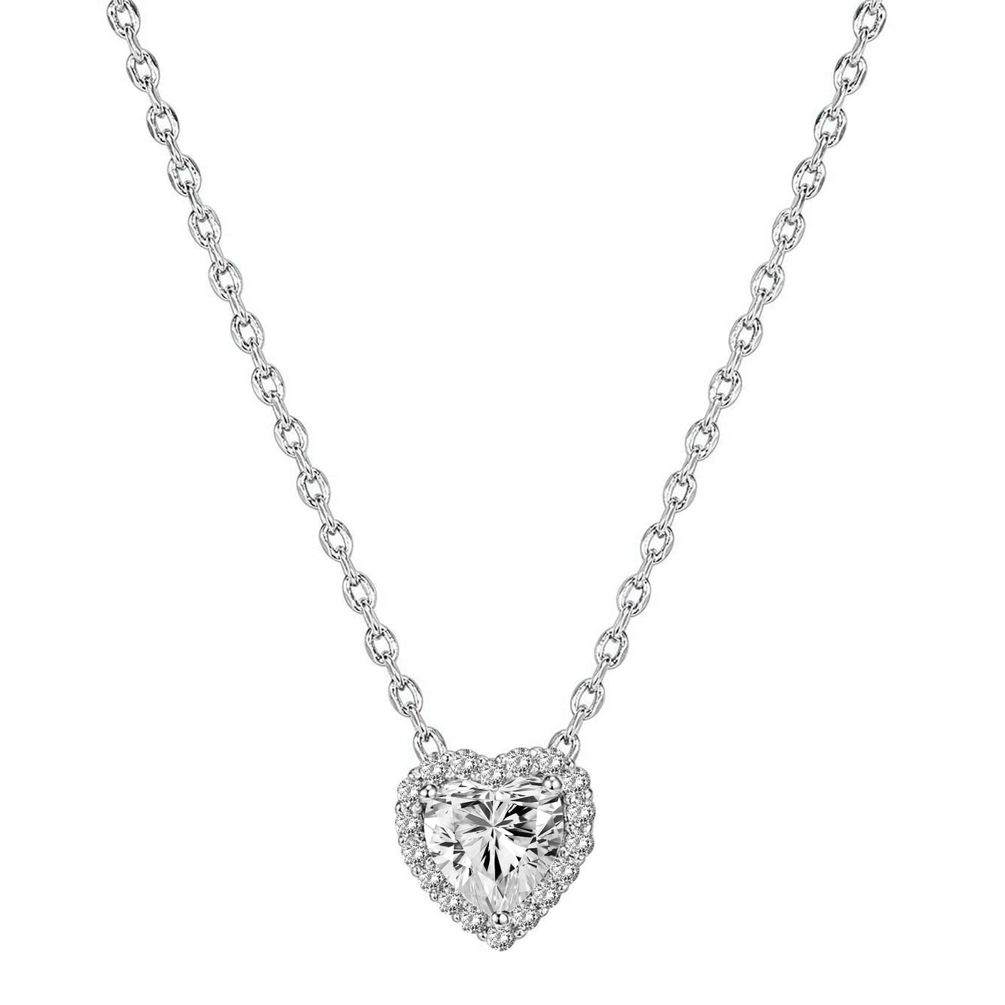 JSJOY 14K Gold Plated Post Faux Diamond Round Solitaire Pendant Halo Gold Necklace for Women