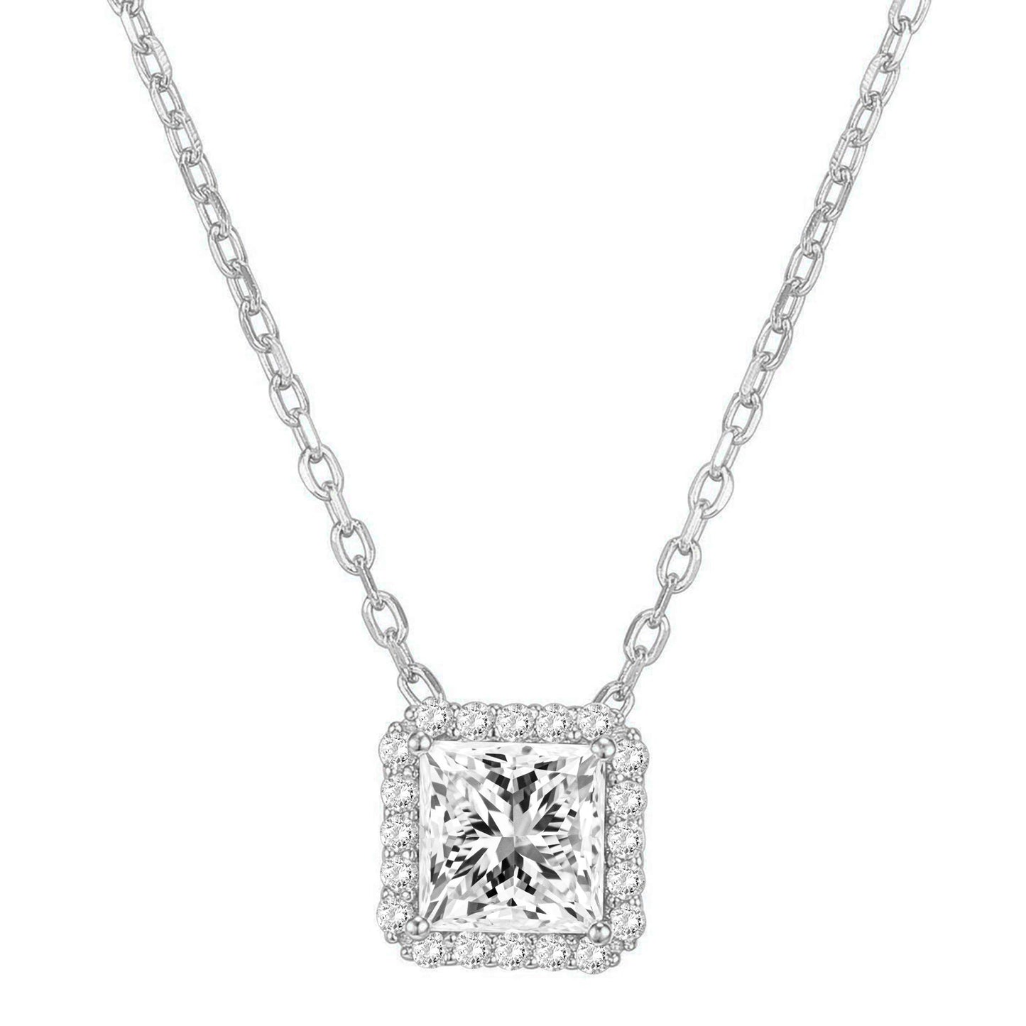 JSJOY 14K Gold Plated Post Faux Diamond Round Solitaire Pendant Halo Gold Necklace for Women