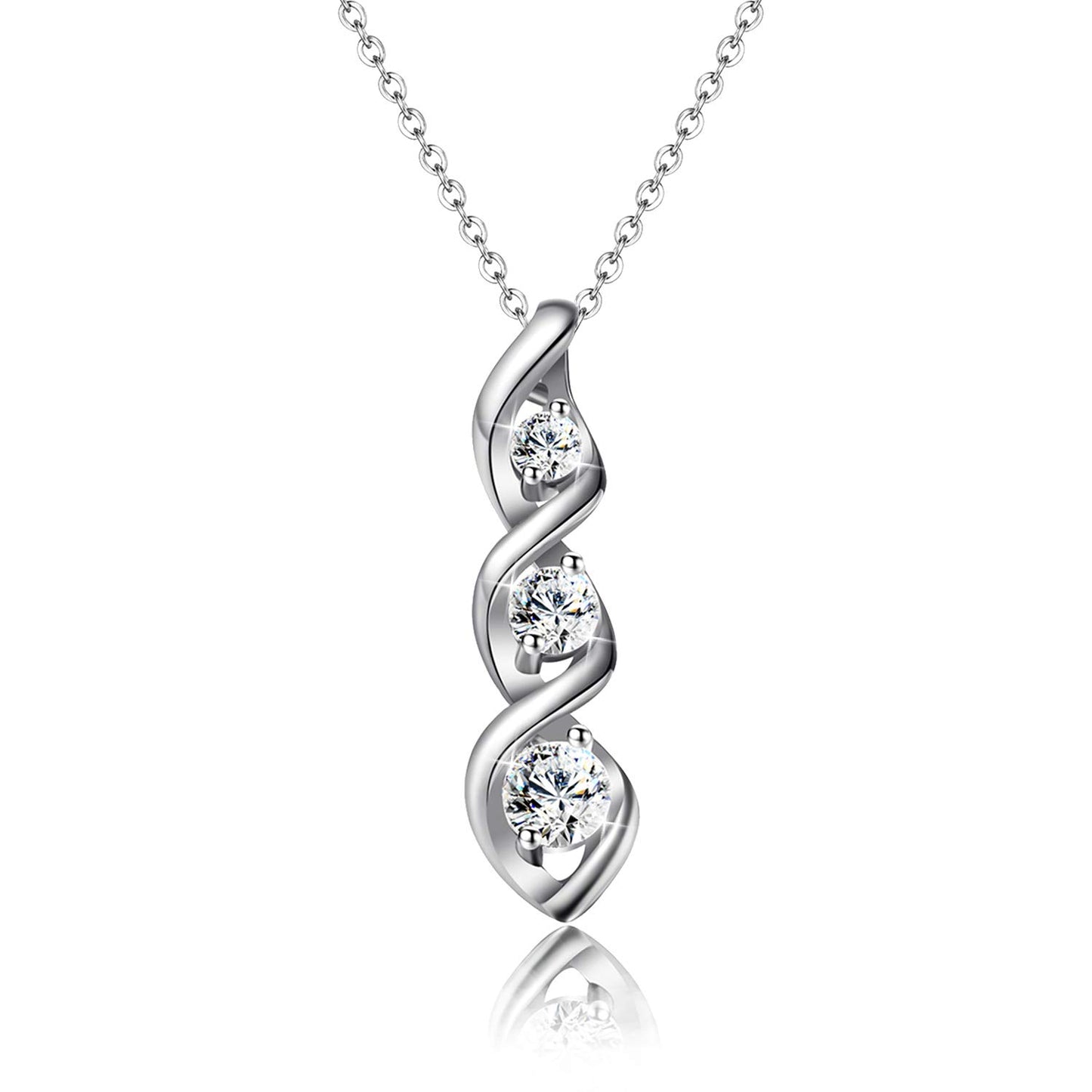 JSJOY 14K Gold Plated Cubic Zirconia Necklace,Dainty Infinity Simulated Diamond Pendant Necklace for Women Jewelry Gift