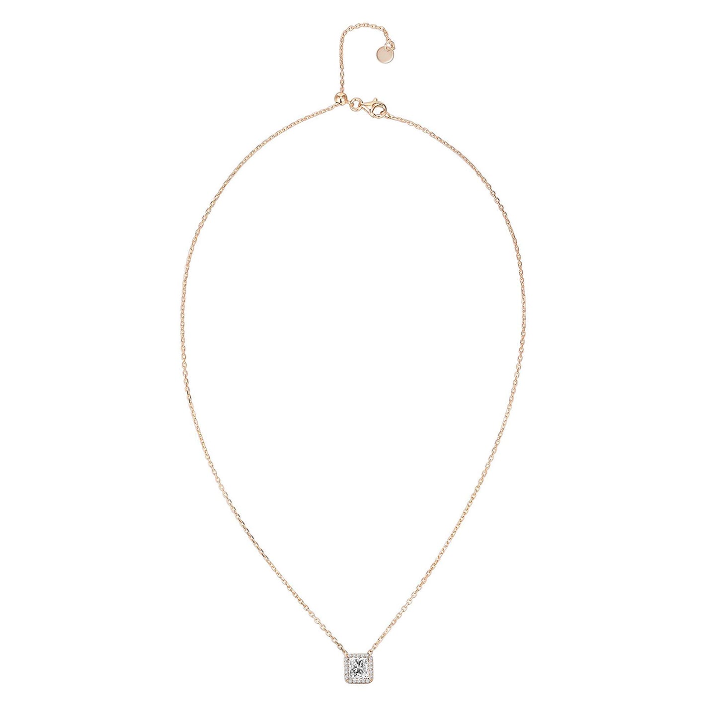 JSJOY 14K Gold Plated Post Faux Diamond Round Solitaire Pendant Halo Gold Necklace for Women