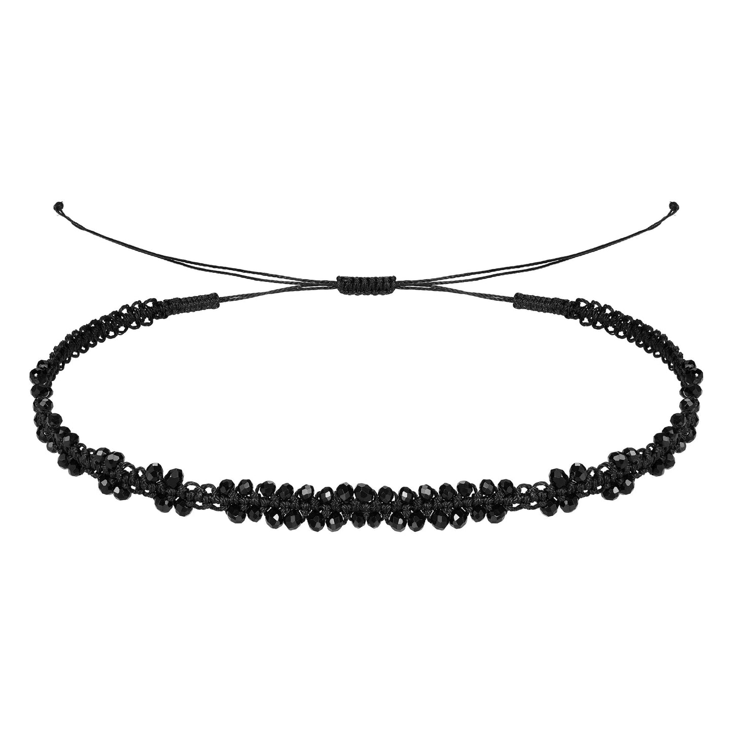 JSJOY Choker Necklace for Women Girls Handmade Necklaces Choker Black Spinel Beaded Necklace Adjustable Woven Chokers for Women Christmas Gifts Jewelry Birthday Gifts for Women