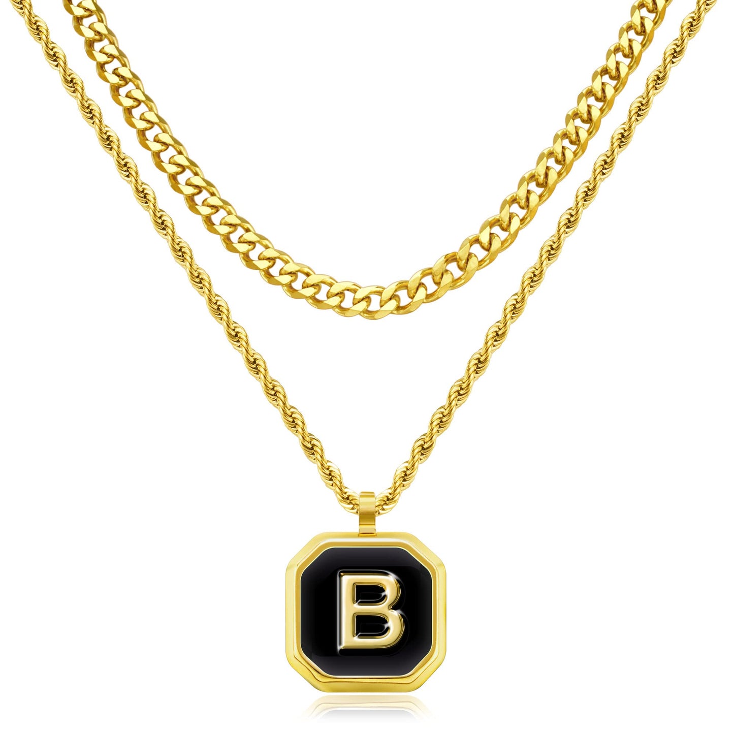JSJOY Layered Initial Necklaces for Men