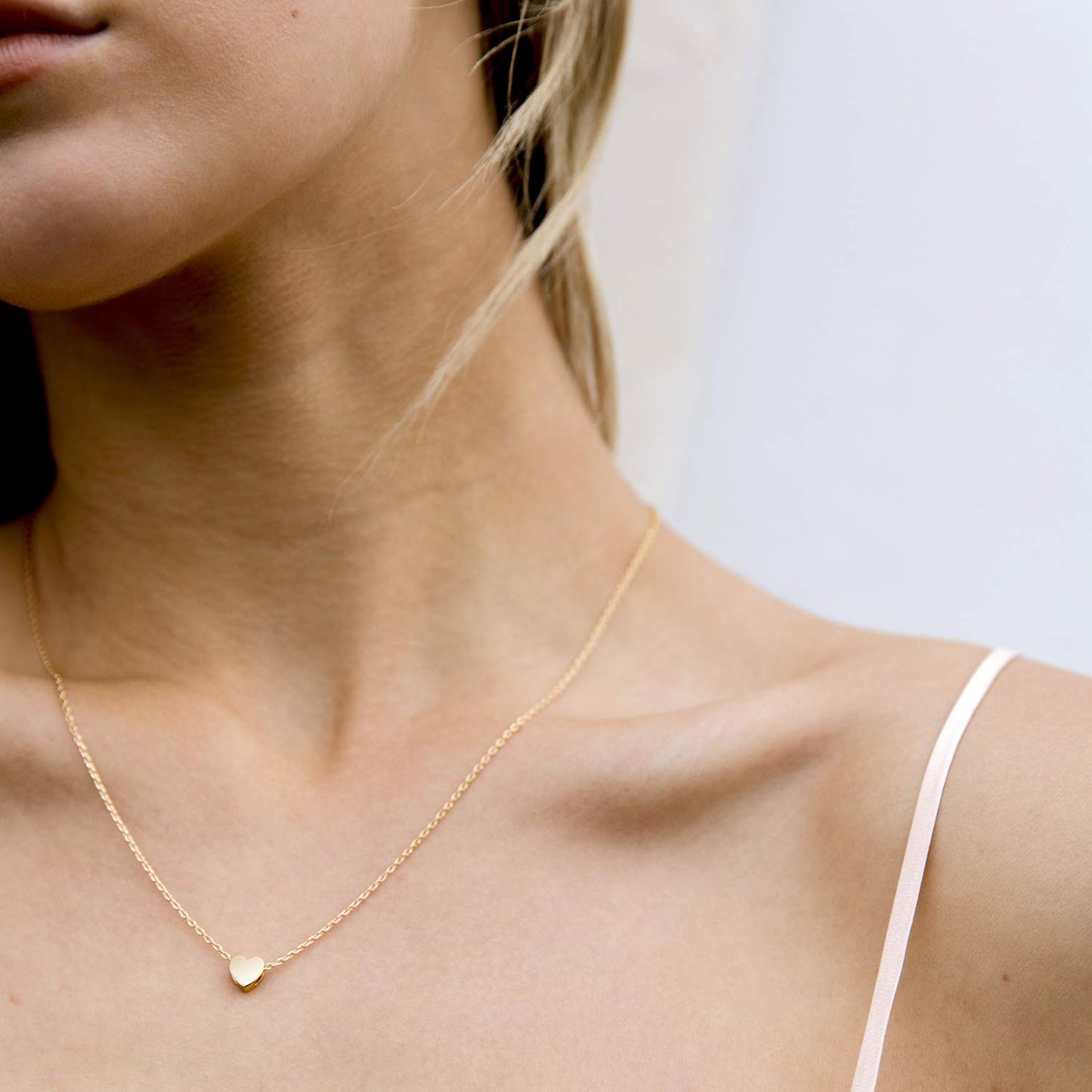 JSJOY 14K Gold Plated Cubic Zirconia Heart Necklace Gold Necklaces for Women