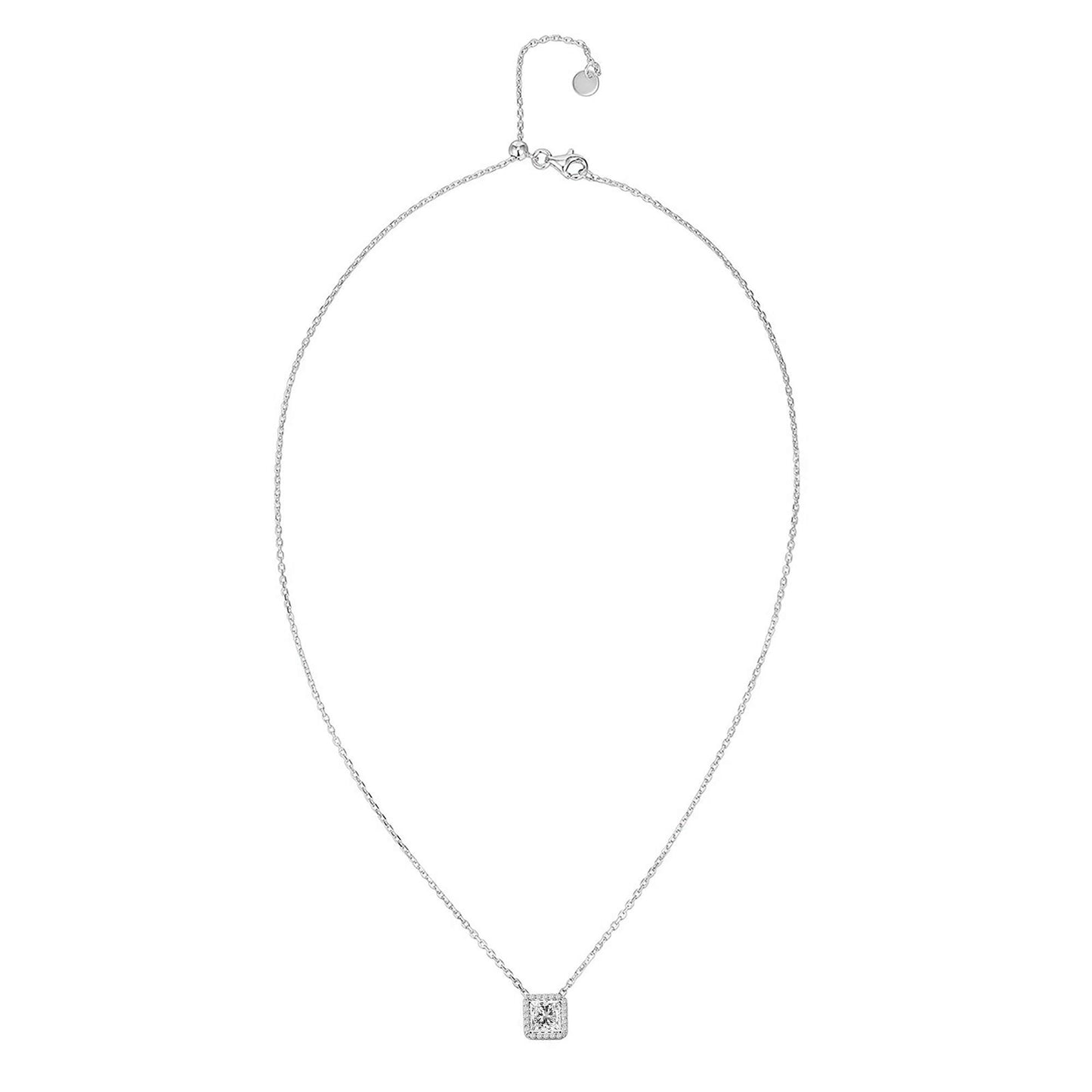 JSJOY 14K Gold Plated Post Faux Diamond Round Solitaire Pendant Halo Gold Necklace for Women