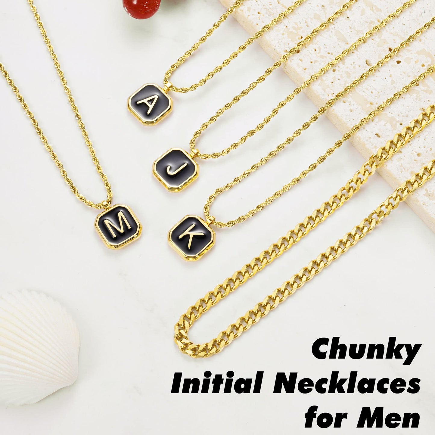 JSJOY Layered Initial Necklaces for Men