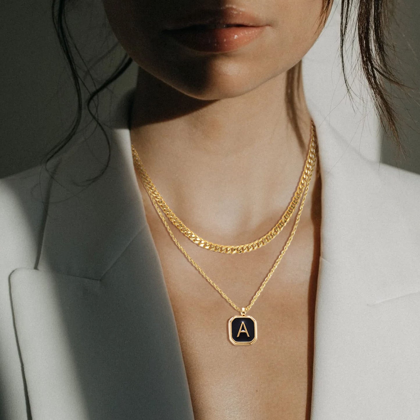 JSJOY Layered Initial Necklaces for Men