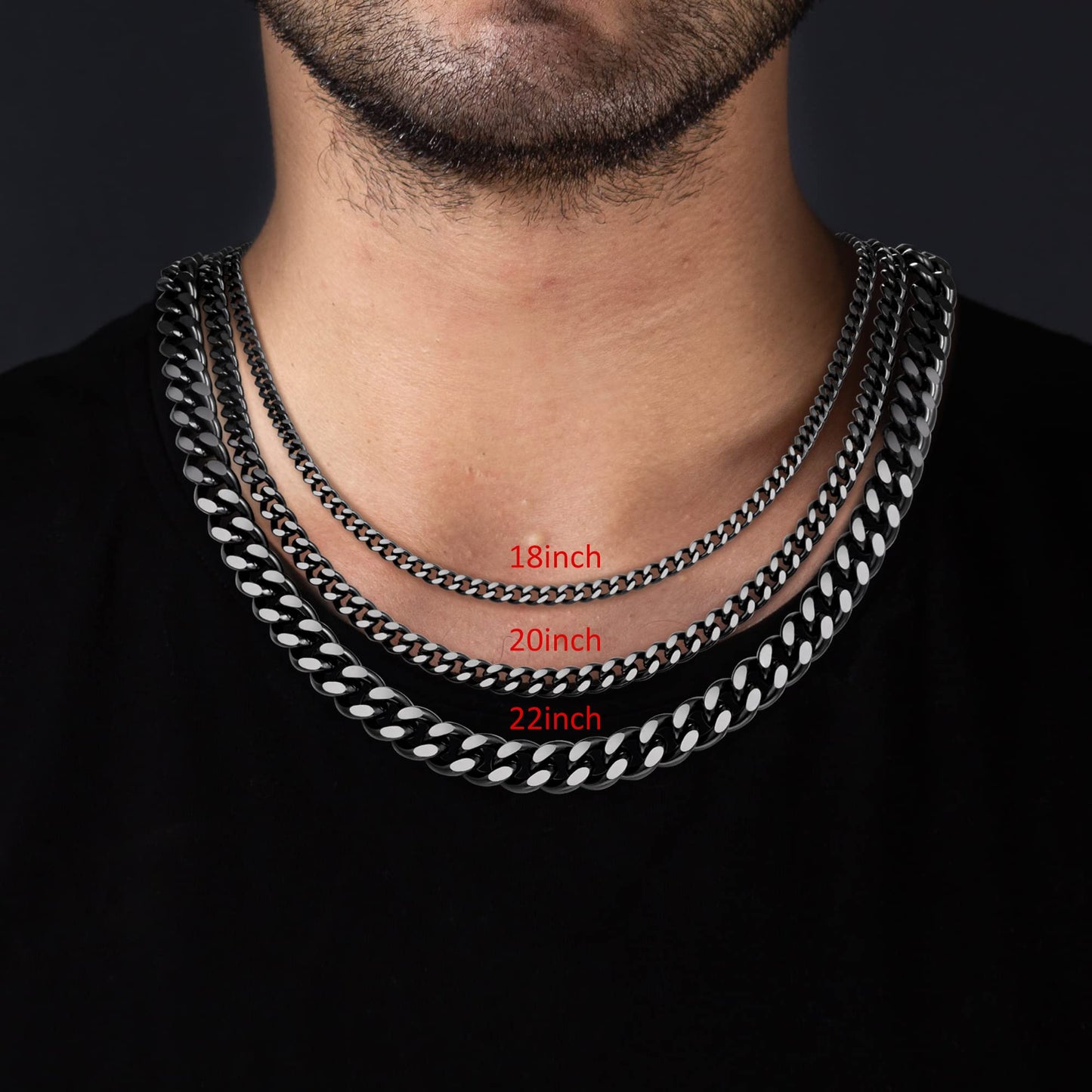 JSJOY Cuban Link Chain for Men Stainless Steel Cuban Curb Necklace White Gold Curb Cuban Chain for Men 6mm Hip Hop Chain Mens Jewelry 18"/20"/22"